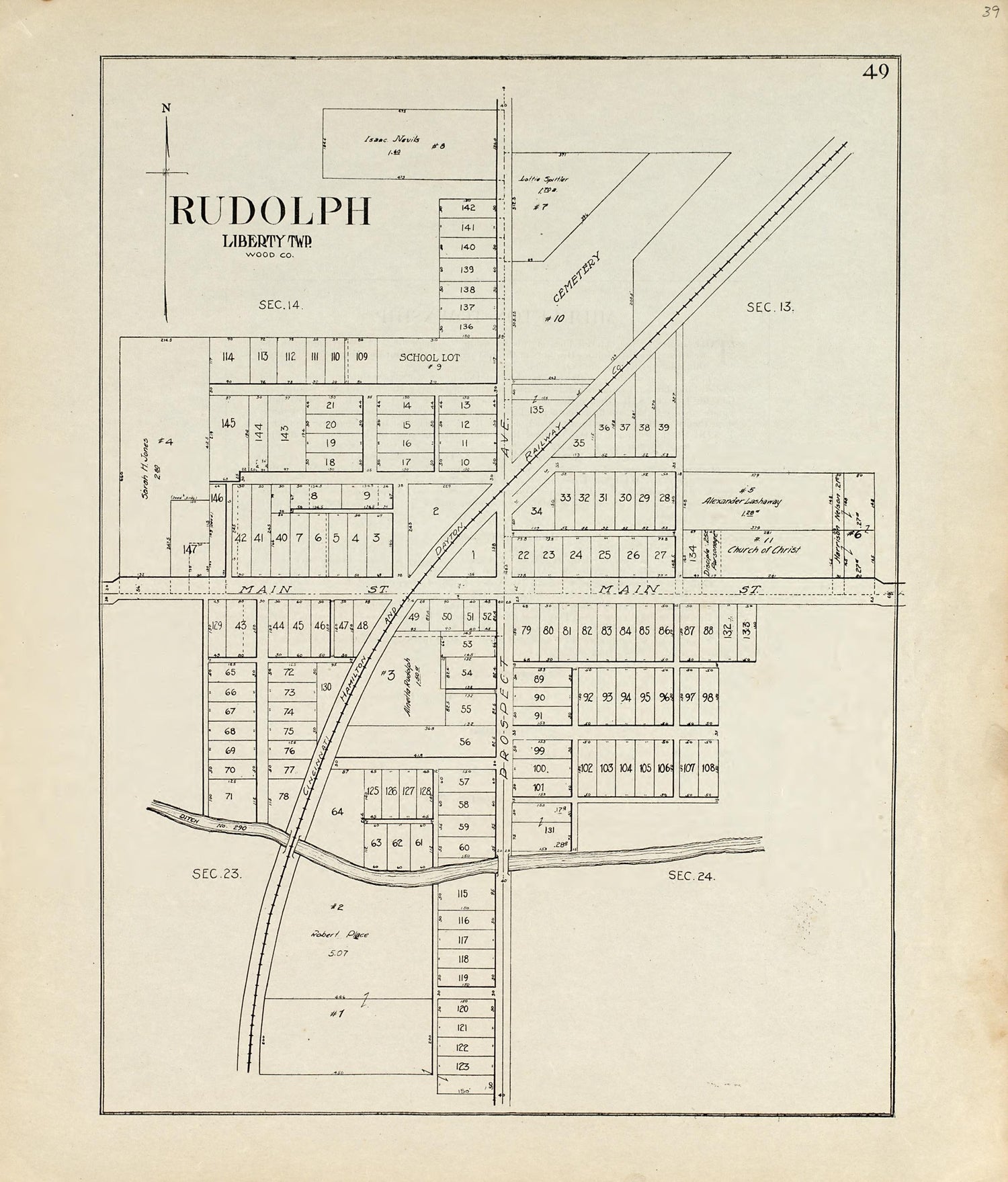 Rudolph Township from an Atlas of Wood County, Ohio 1912 by Relic Map Company