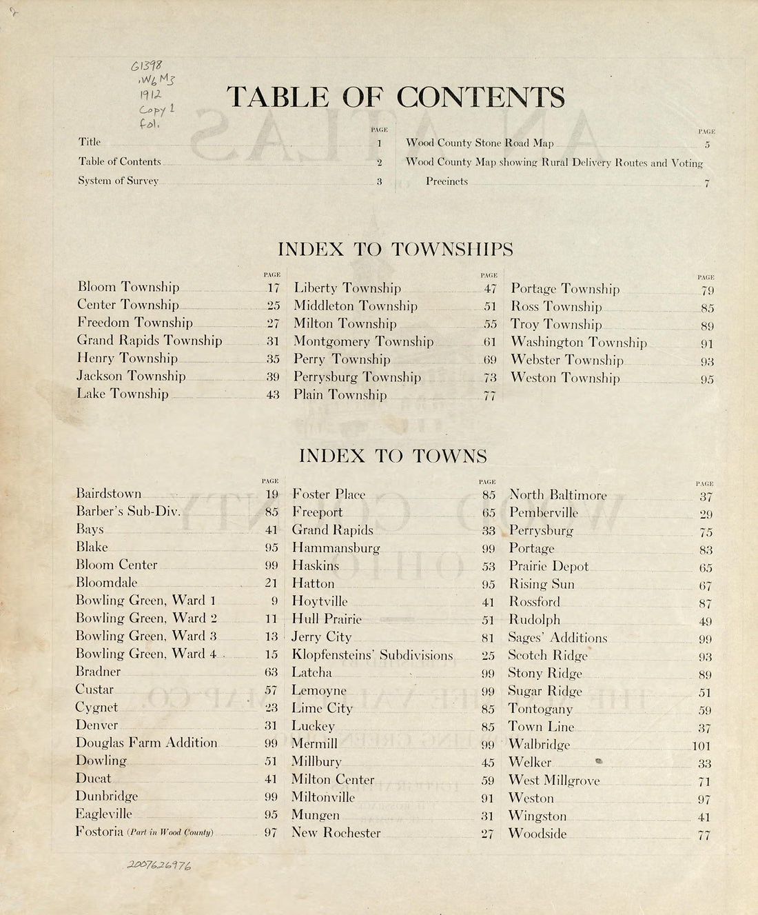 Introduction and Description of System of Survey from an Atlas of Wood County, Ohio 1912 by Relic Map Company