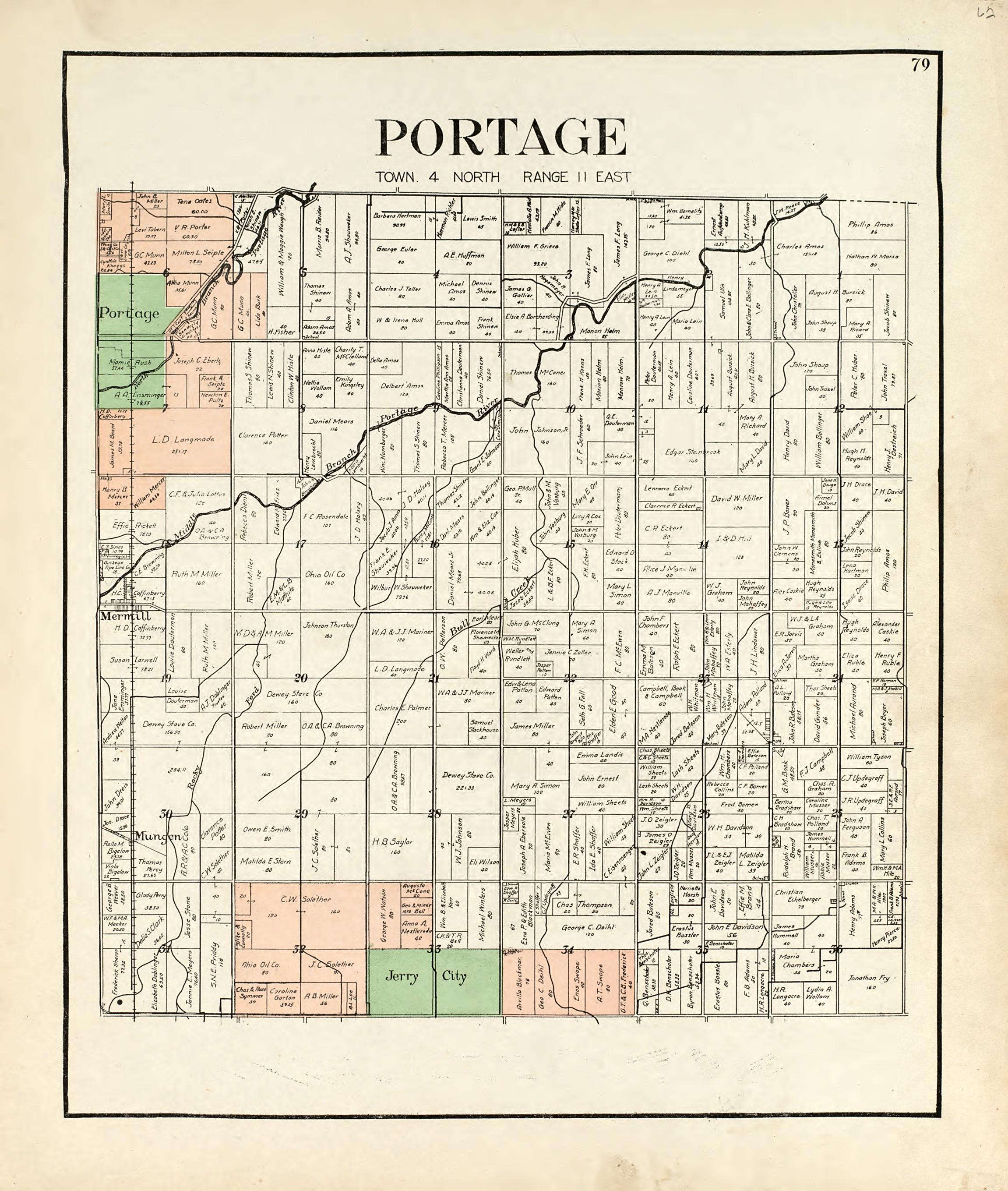 Portage from an Atlas of Wood County, Ohio 1912 by Relic Map Company