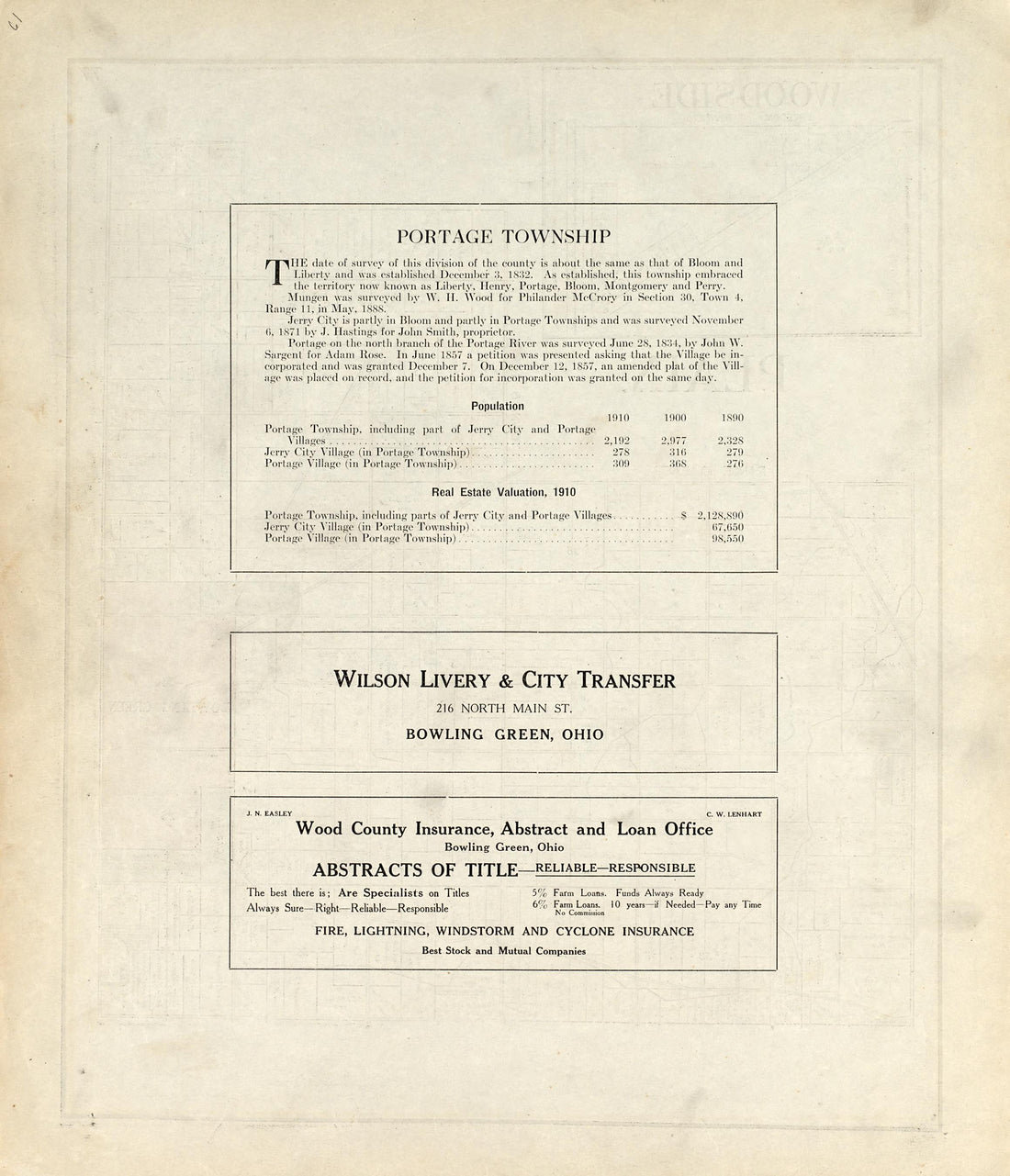 Portage Township from an Atlas of Wood County, Ohio 1912 by Relic Map Company