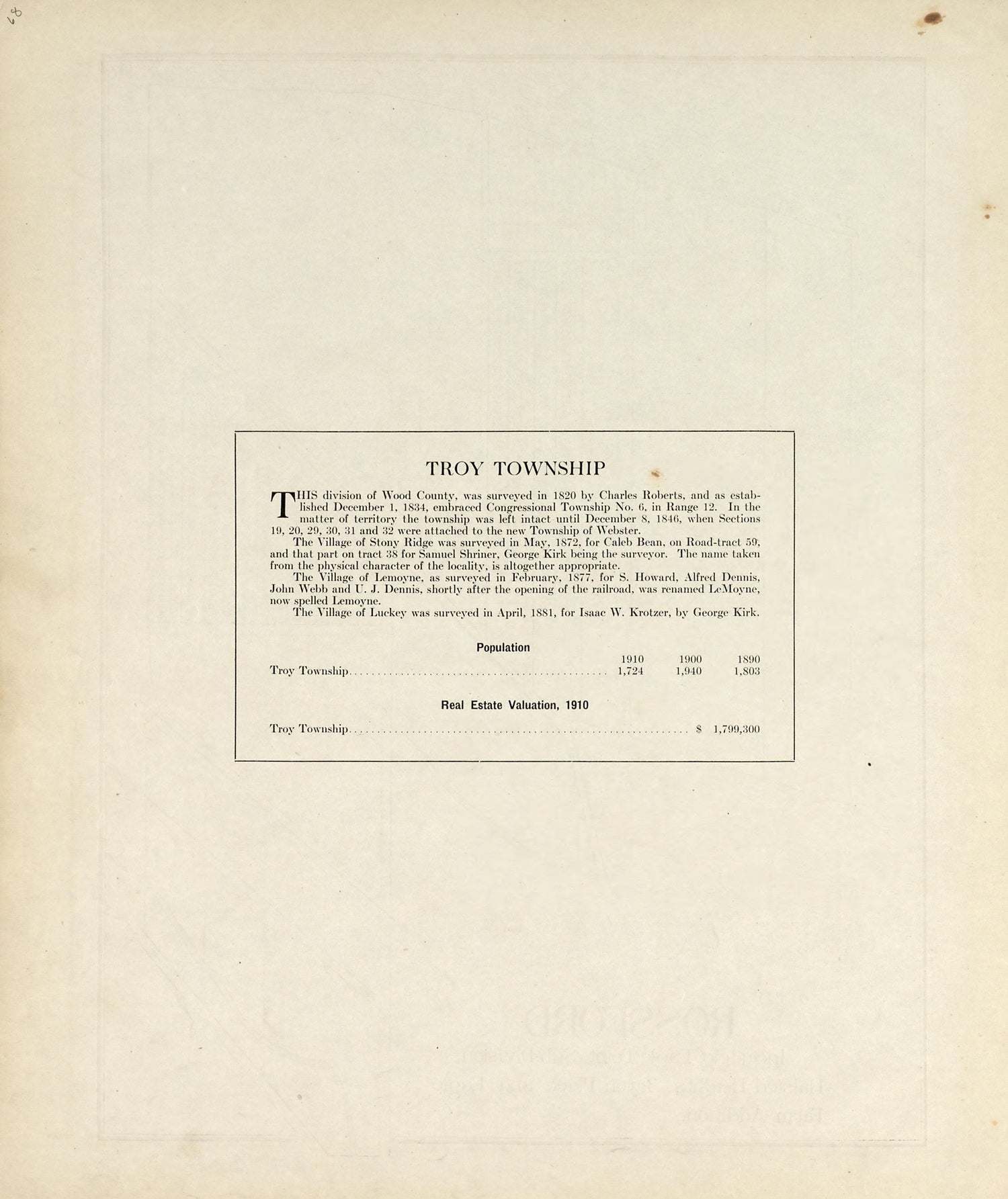Troy Township from an Atlas of Wood County, Ohio 1912 by Relic Map Company