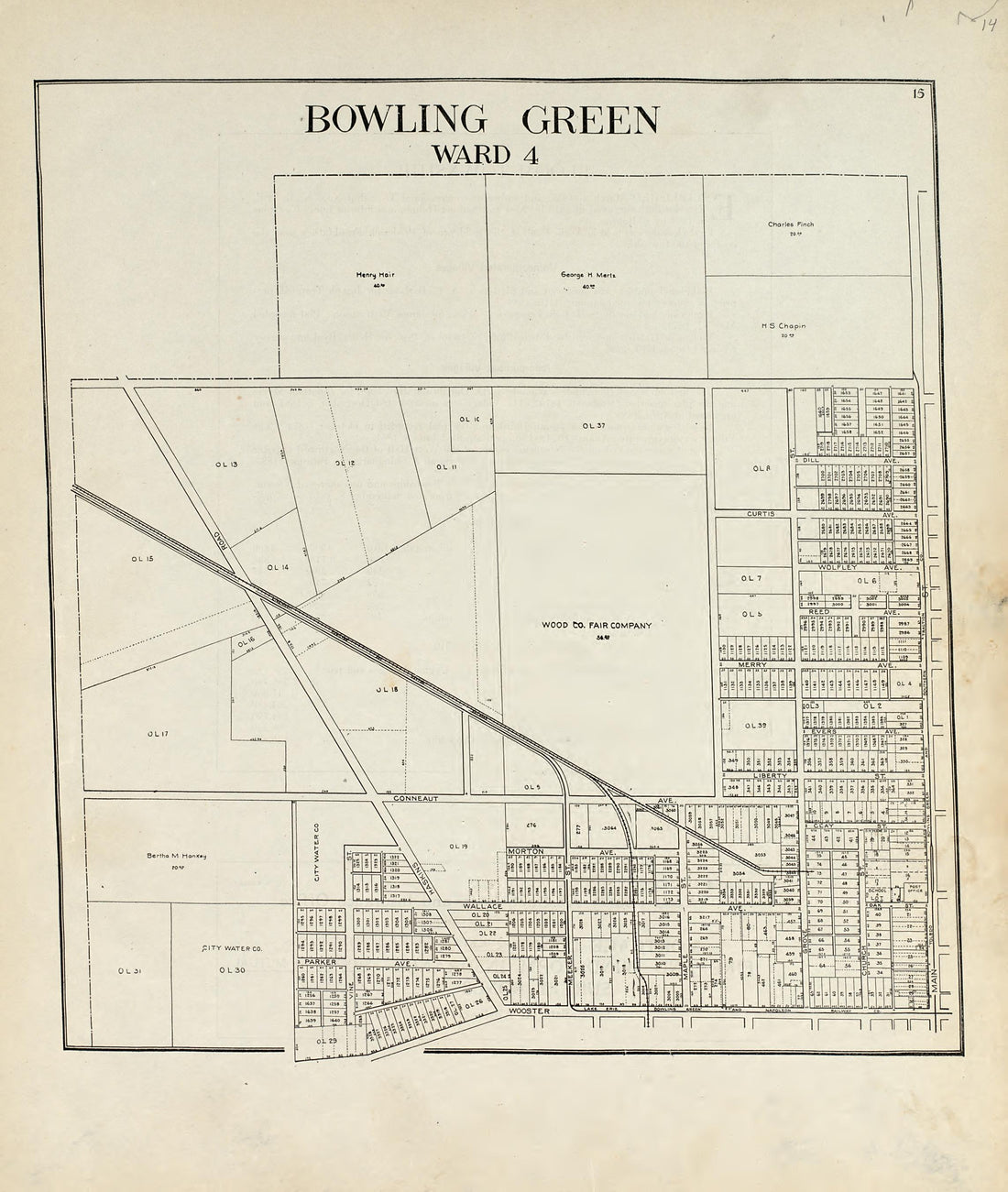 Bowling Green Ward 4 from an Atlas of Wood County, Ohio 1912 by Relic Map Company
