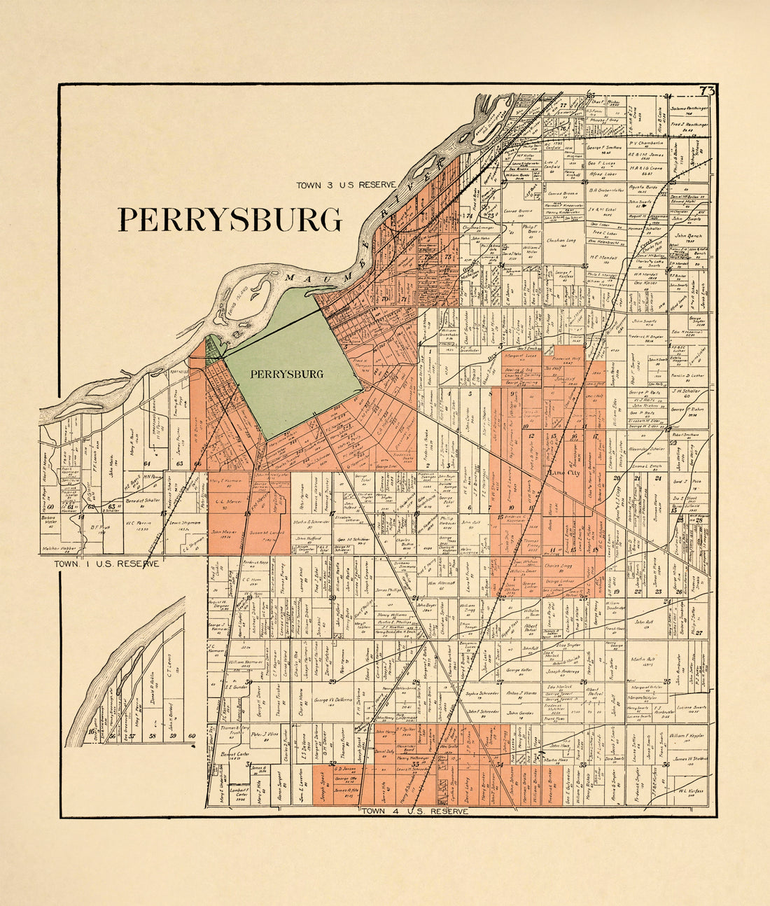 Perrysburg from an Atlas of Wood County, Ohio 1912