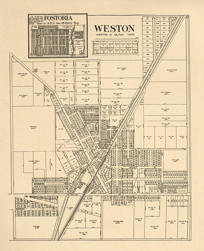 Fostoria; Weston from an Atlas of Wood County, Ohio 1912 by Relic Map Company