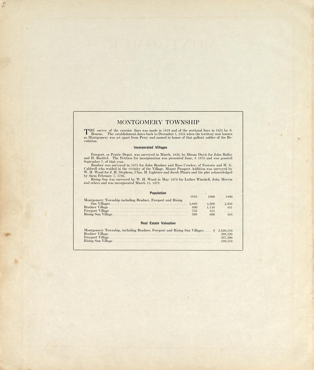 Montgomery Township from an Atlas of Wood County, Ohio 1912 by Relic Map Company
