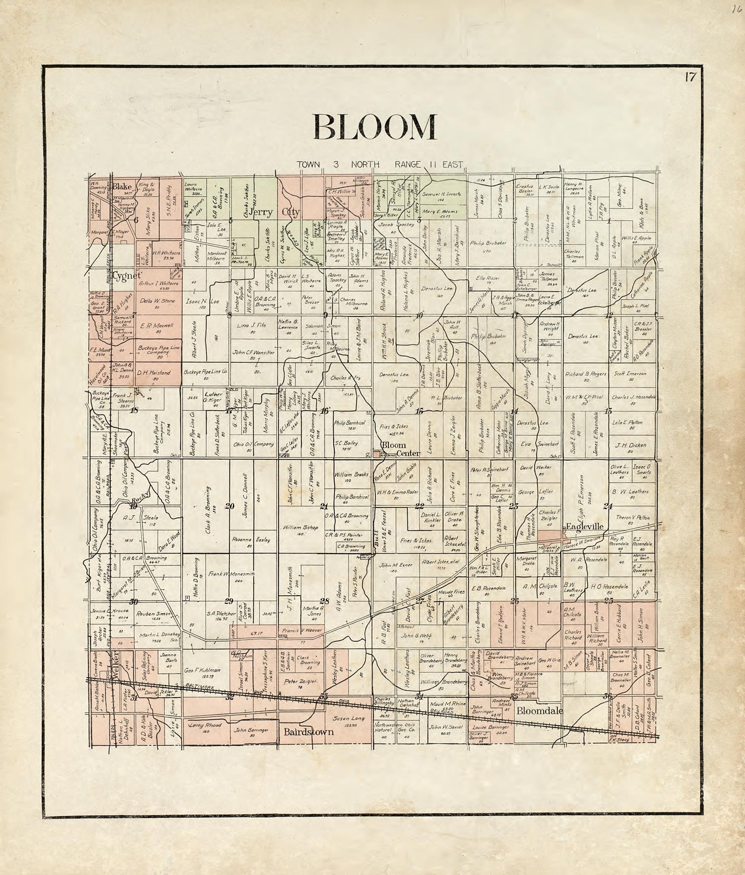 Bloom from an Atlas of Wood County, Ohio 1912 by Relic Map Company