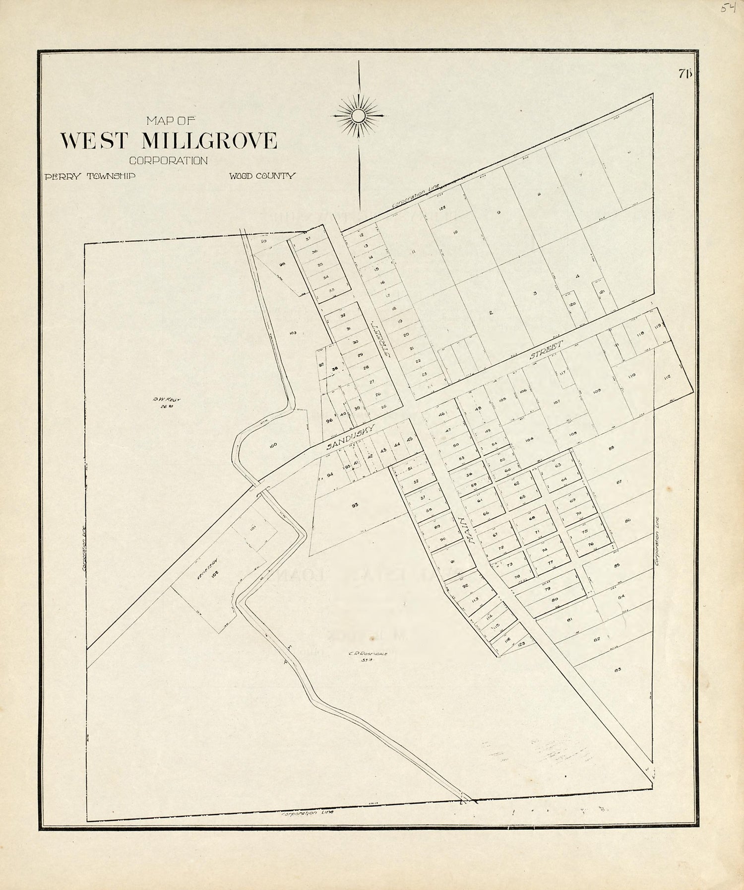 Map of West Millgrove Corporation from an Atlas of Wood County, Ohio 1912 by Relic Map Company