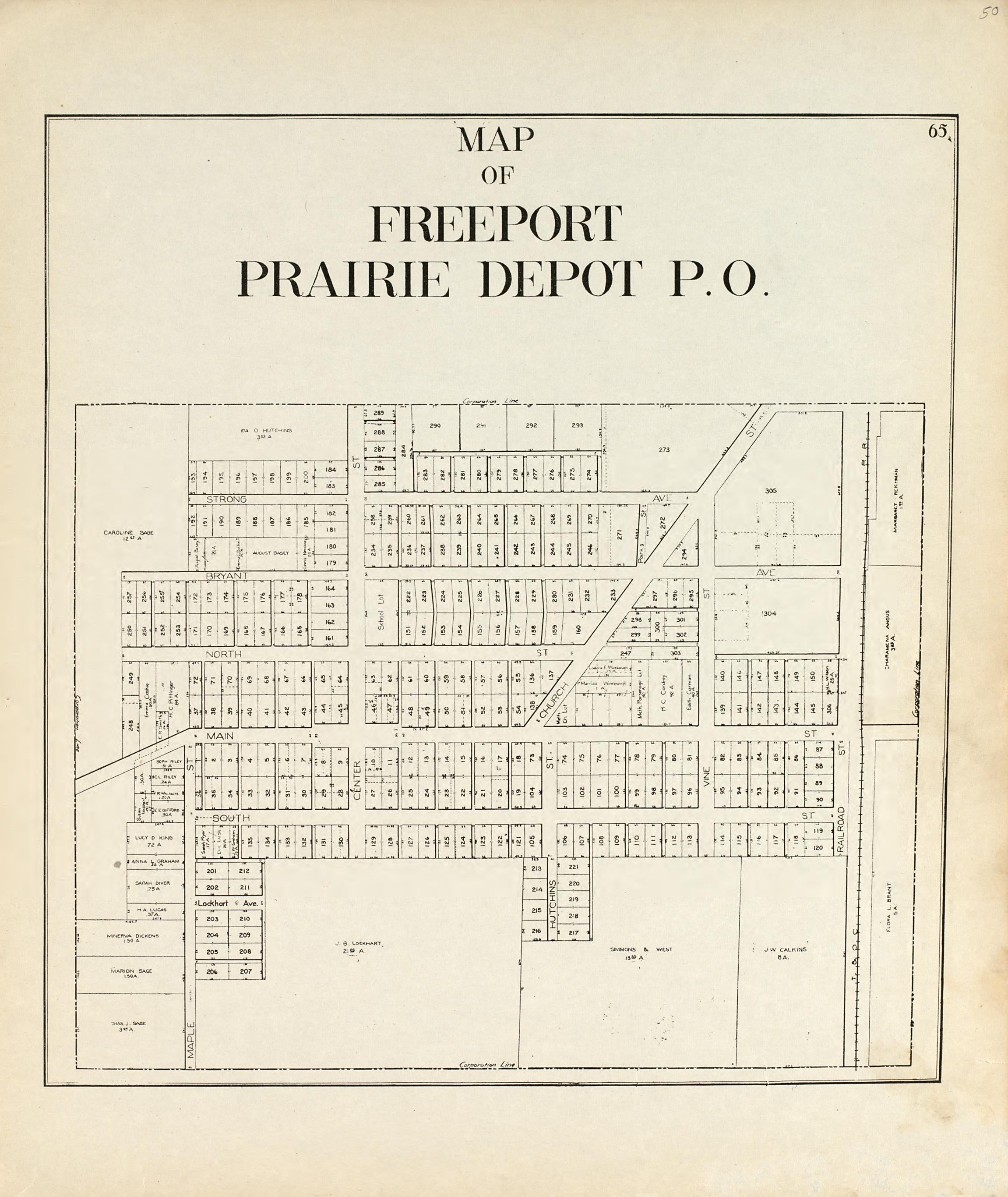 Map of Freeport Prairie Depot P.O. from an Atlas of Wood County, Ohio 1912 by Relic Map Company