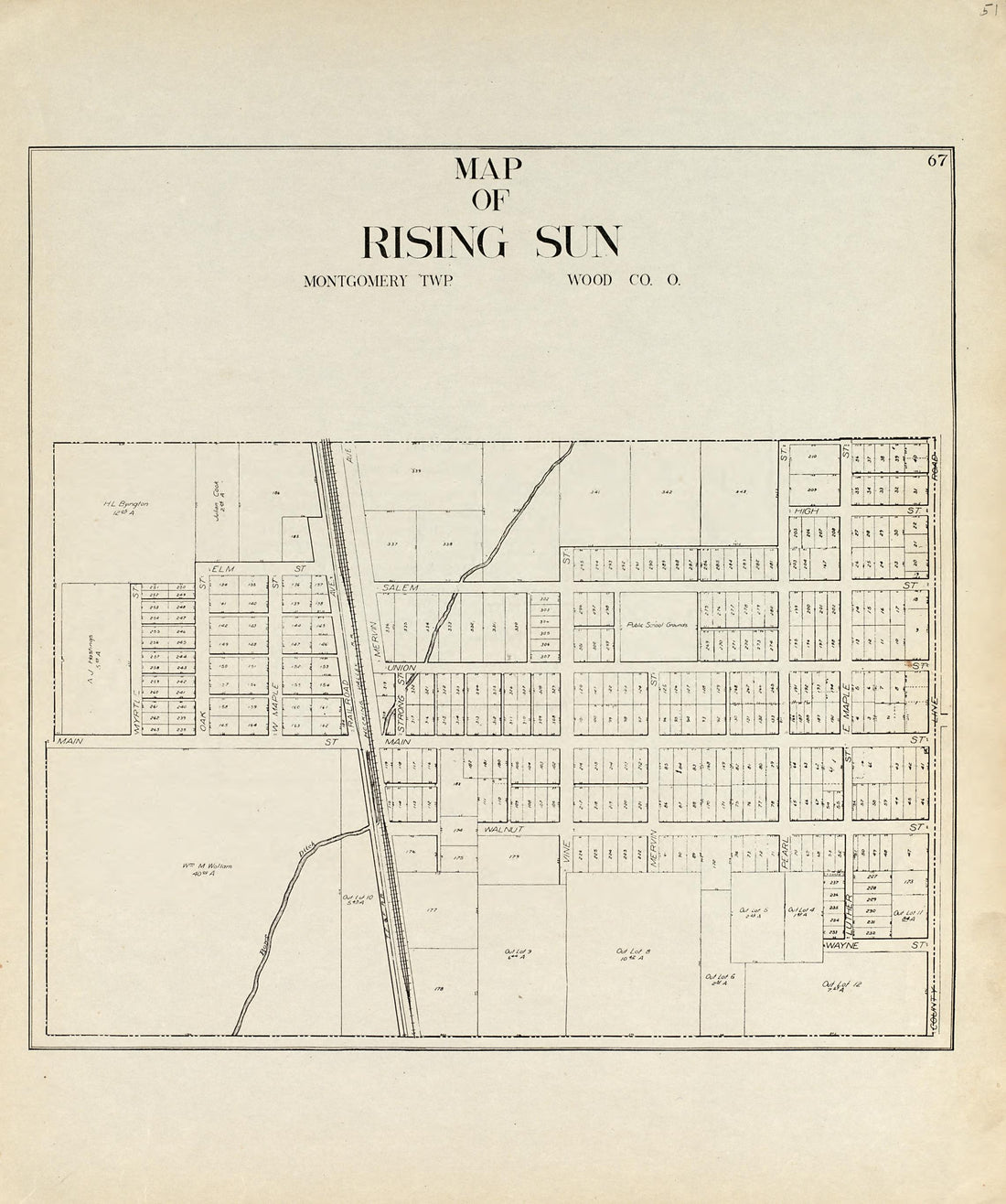 Map of Rising Sun from an Atlas of Wood County, Ohio 1912 by Relic Map Company