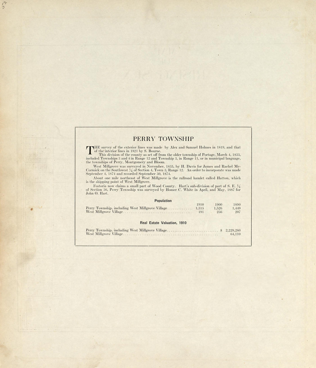 Perry Township from an Atlas of Wood County, Ohio 1912 by Relic Map Company