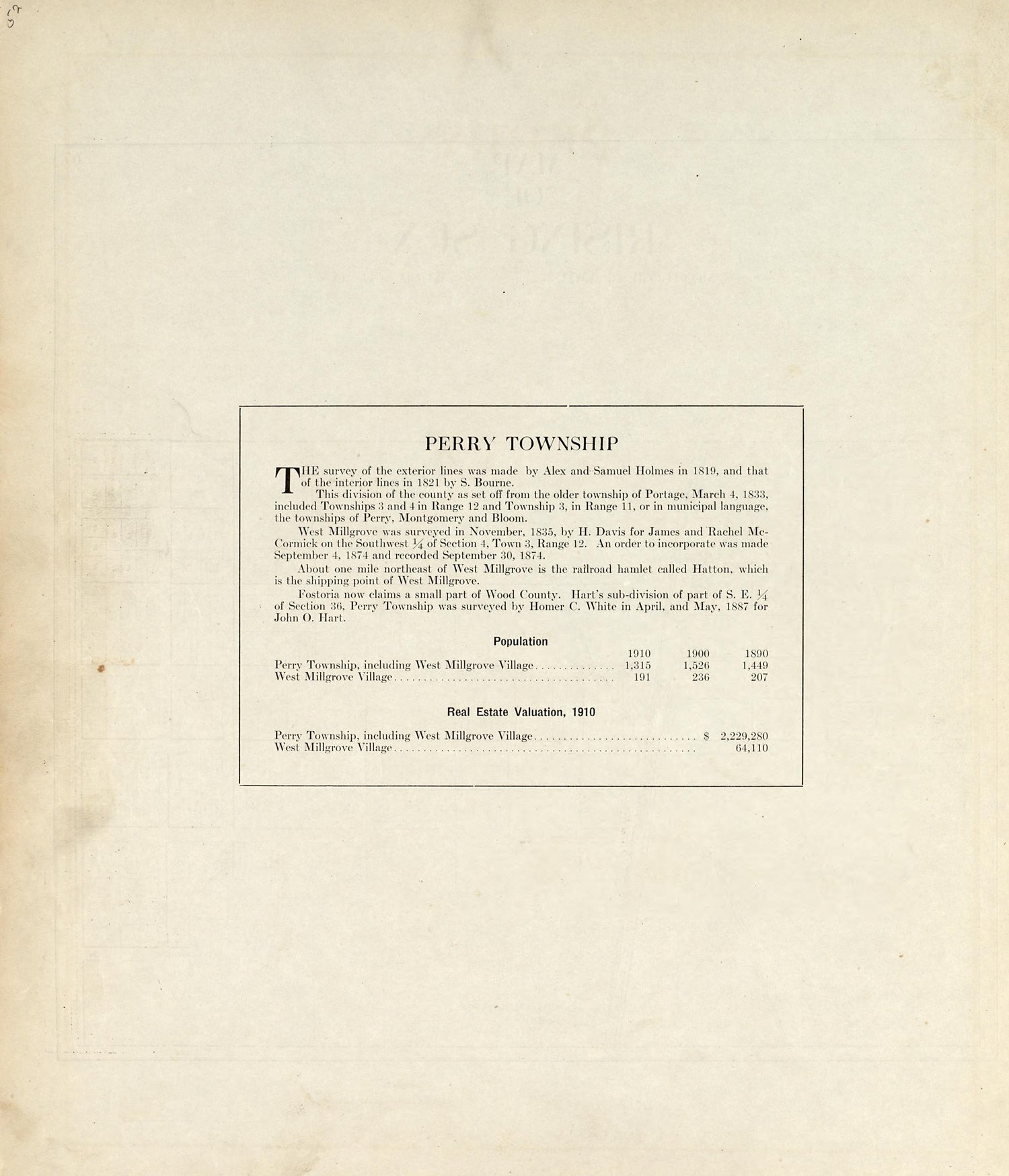 Perry Township from an Atlas of Wood County, Ohio 1912 by Relic Map Company