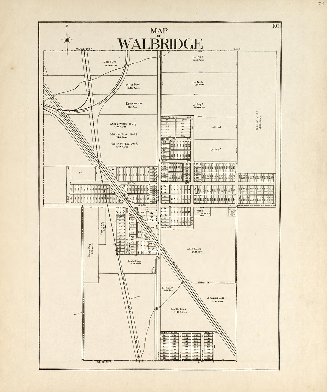 Map of Walbridge from an Atlas of Wood County, Ohio 1912 by Relic Map Company
