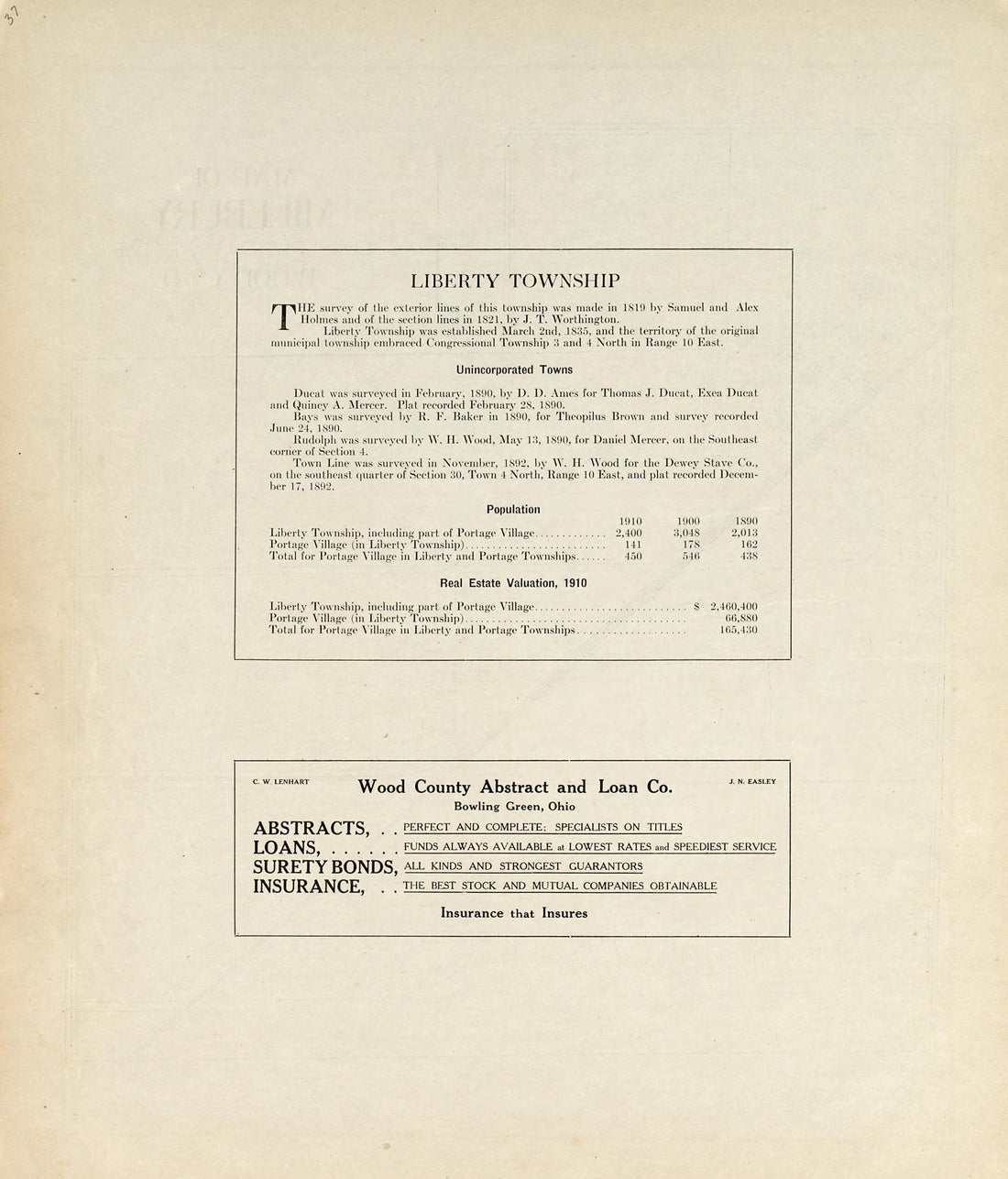 Liberty Township from an Atlas of Wood County, Ohio 1912 by Relic Map Company