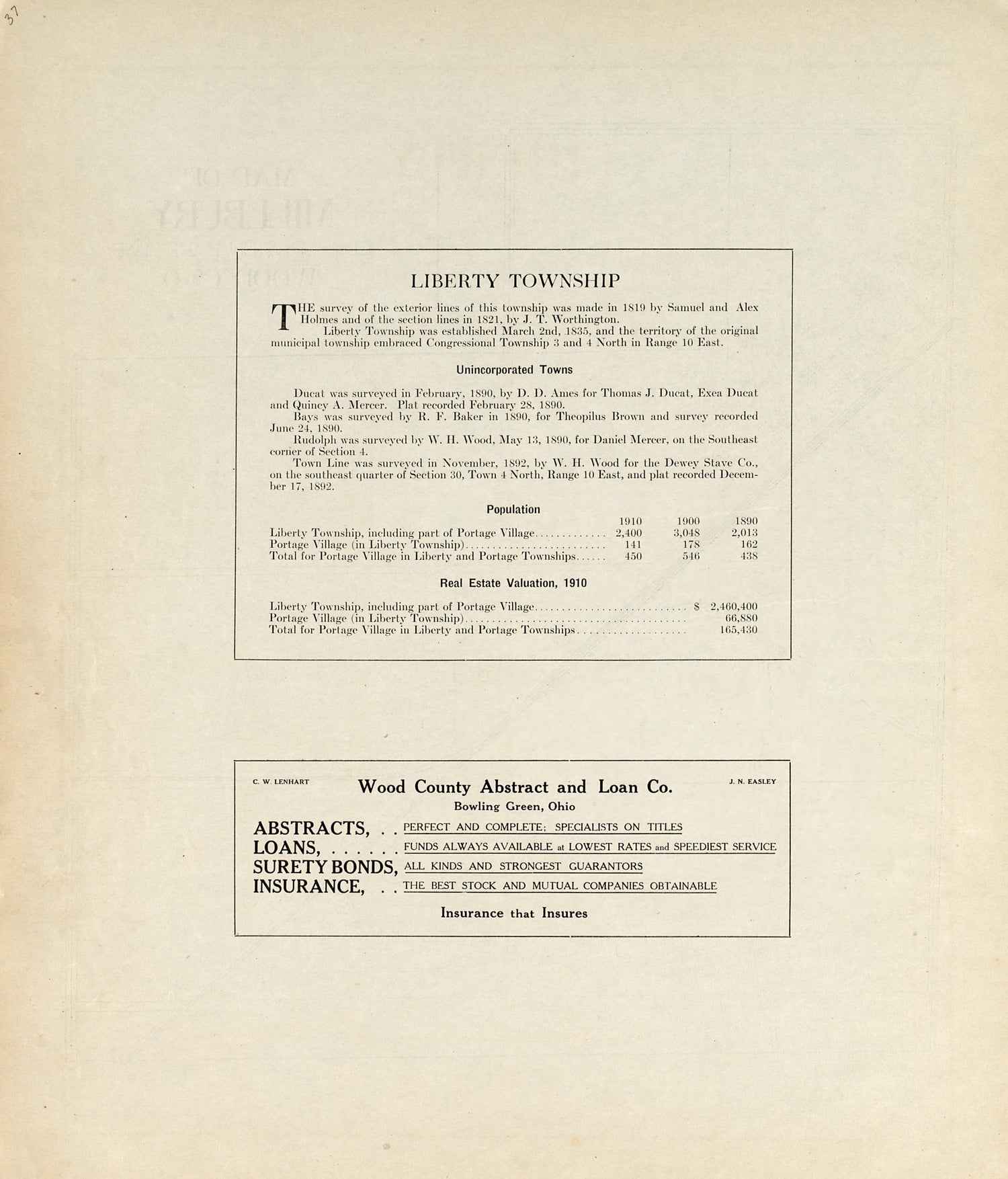 Liberty Township from an Atlas of Wood County, Ohio 1912 by Relic Map Company