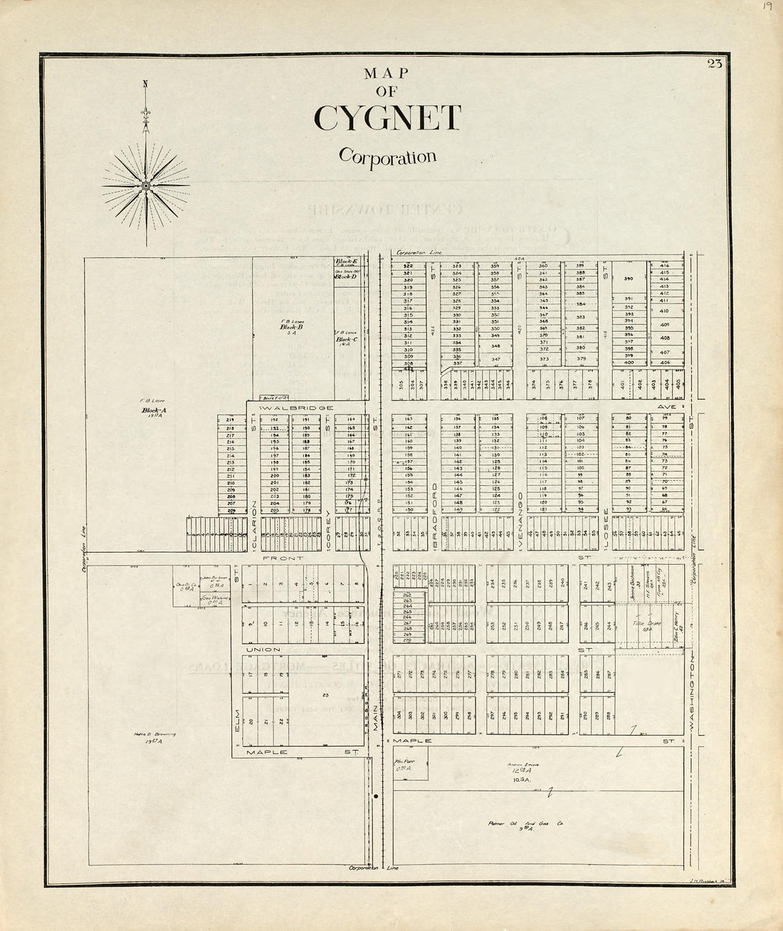 Map of Cygnet Corporation from an Atlas of Wood County, Ohio 1912 by Relic Map Company
