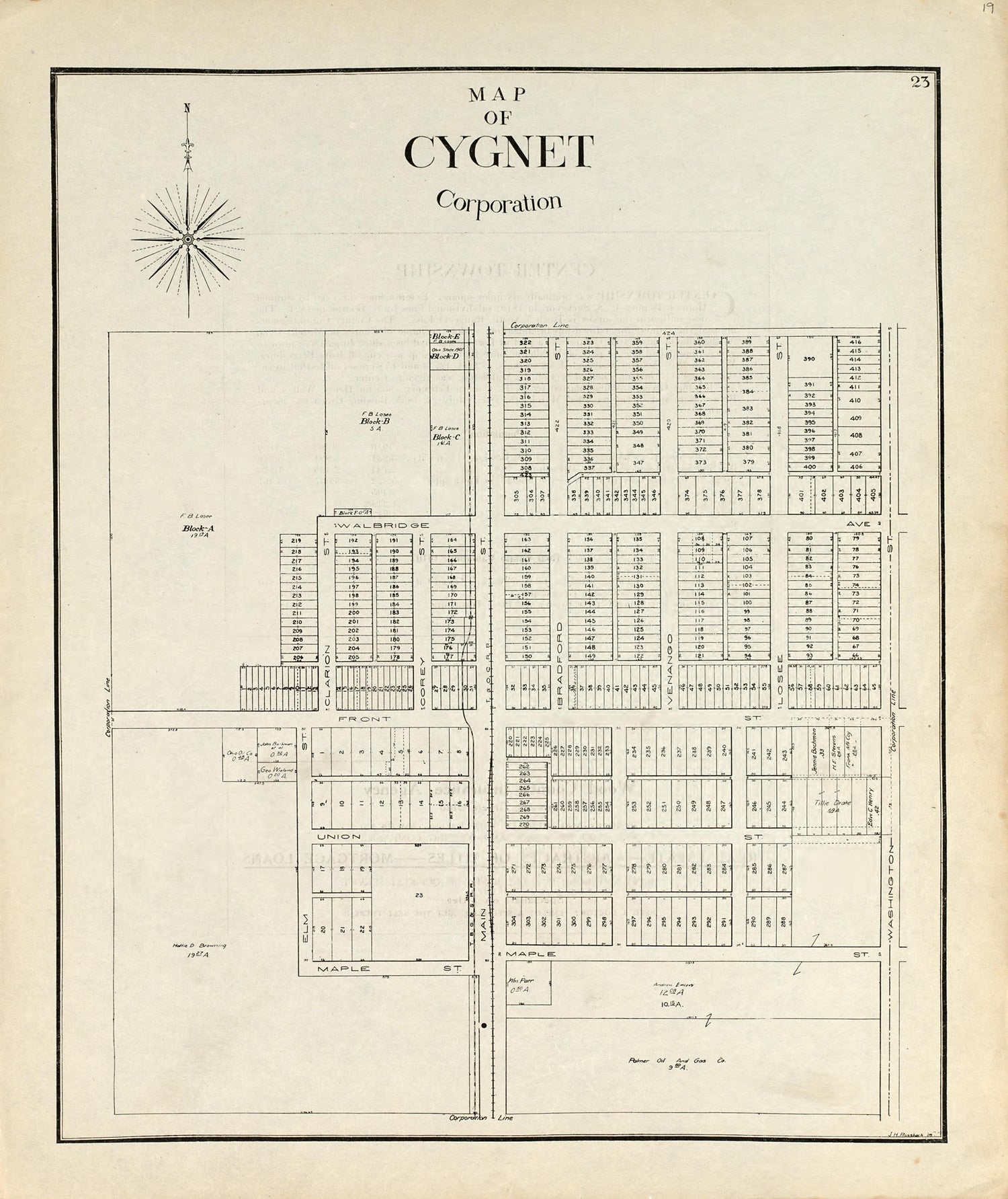 Map of Cygnet Corporation from an Atlas of Wood County, Ohio 1912 by Relic Map Company