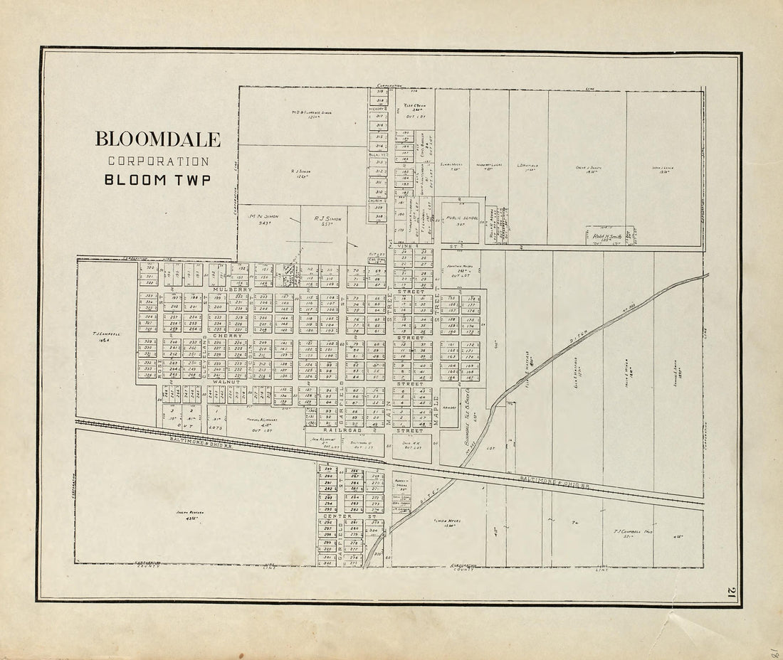 Bloomdale Corporation, Bloom Township from an Atlas of Wood County, Ohio 1912 by Relic Map Company