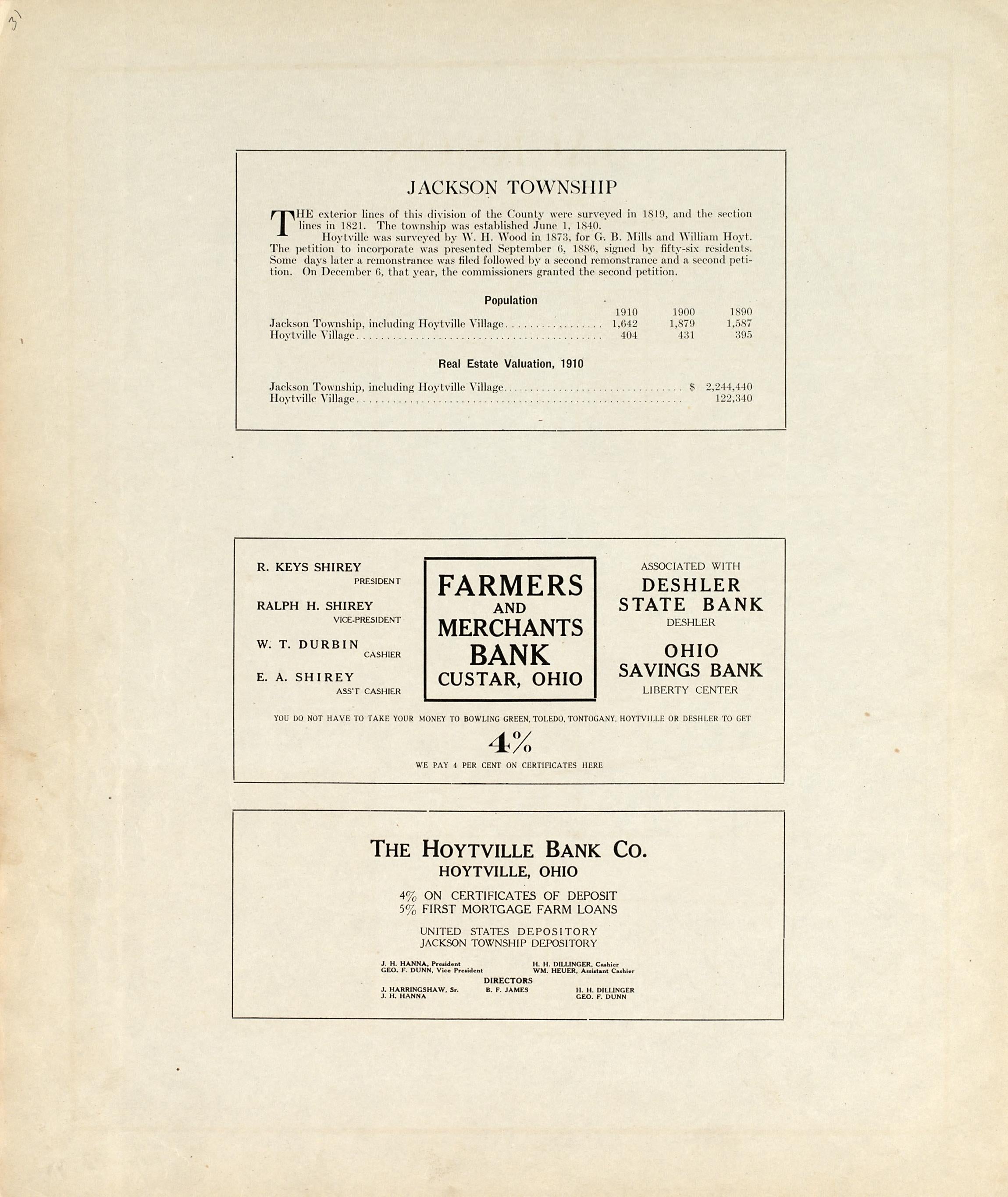 Jackson Township from an Atlas of Wood County, Ohio 1912 by Relic Map Company