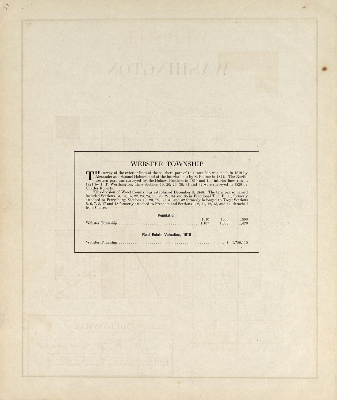 Webster Township from an Atlas of Wood County, Ohio 1912 by Relic Map Company