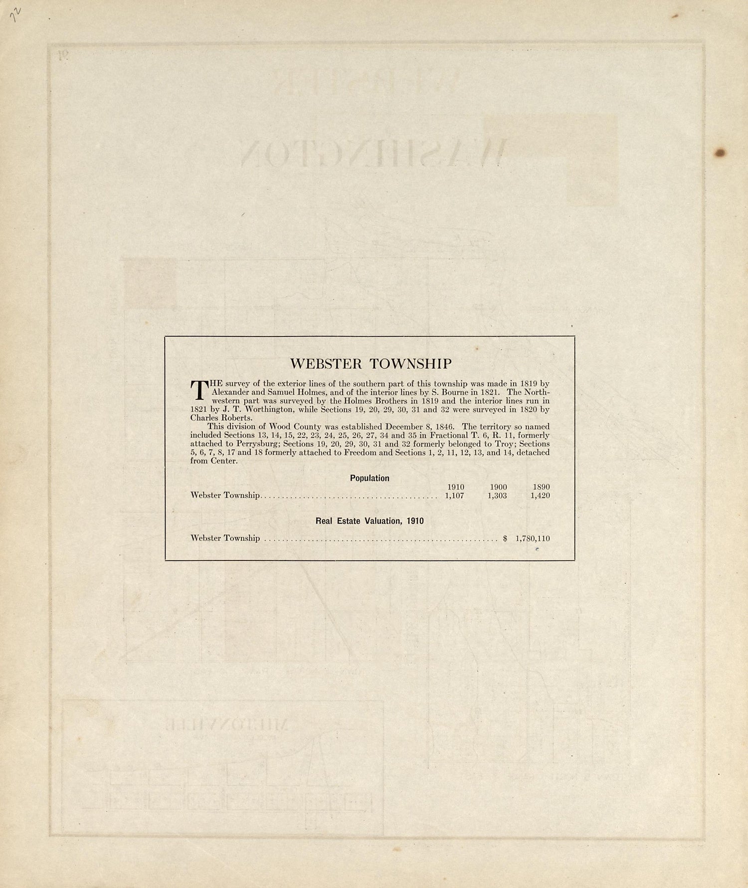 Webster Township from an Atlas of Wood County, Ohio 1912 by Relic Map Company