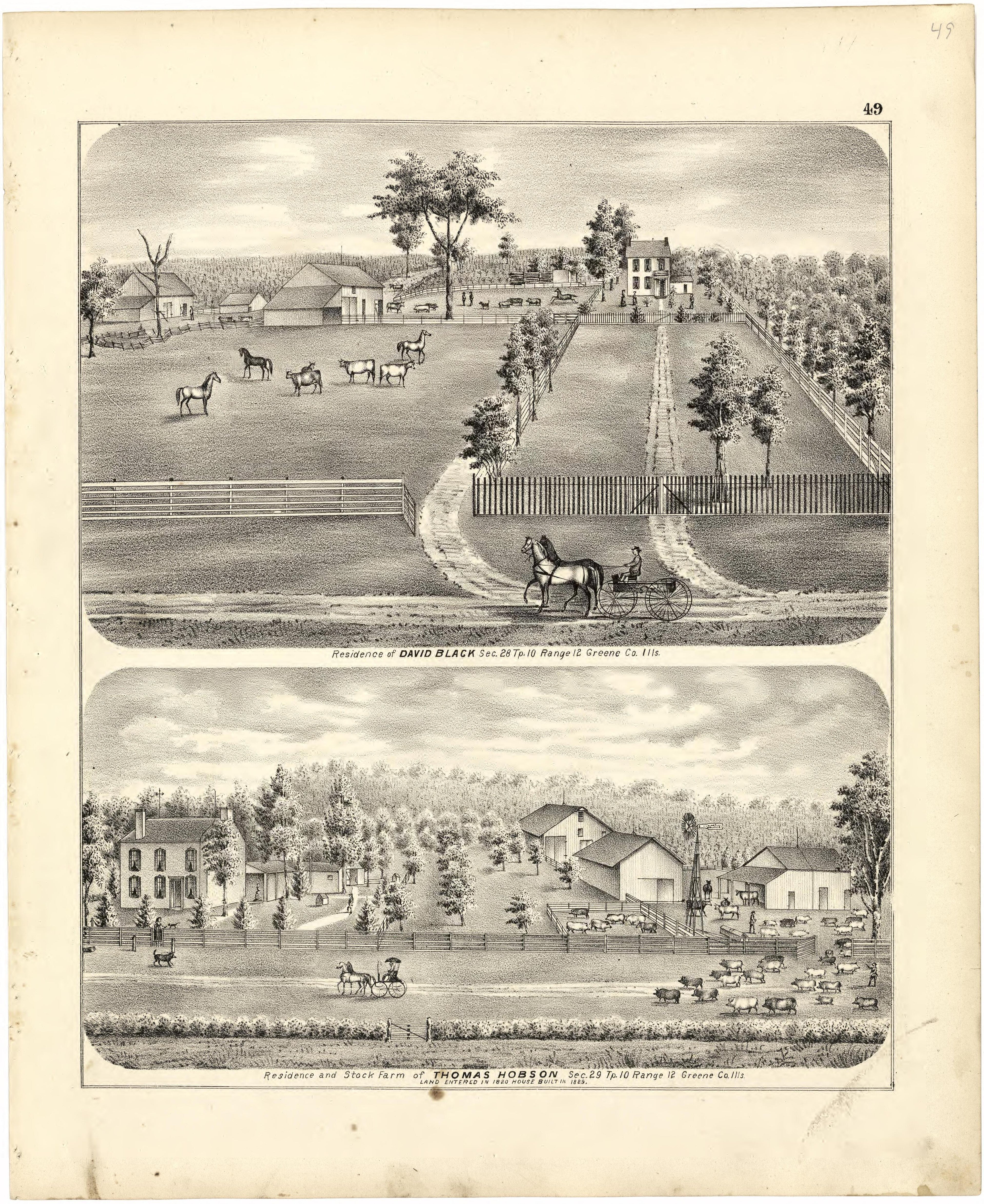 Illustrations of Residences from Atlas Map of Greene County, Illinois 1873 by Relic Map Company