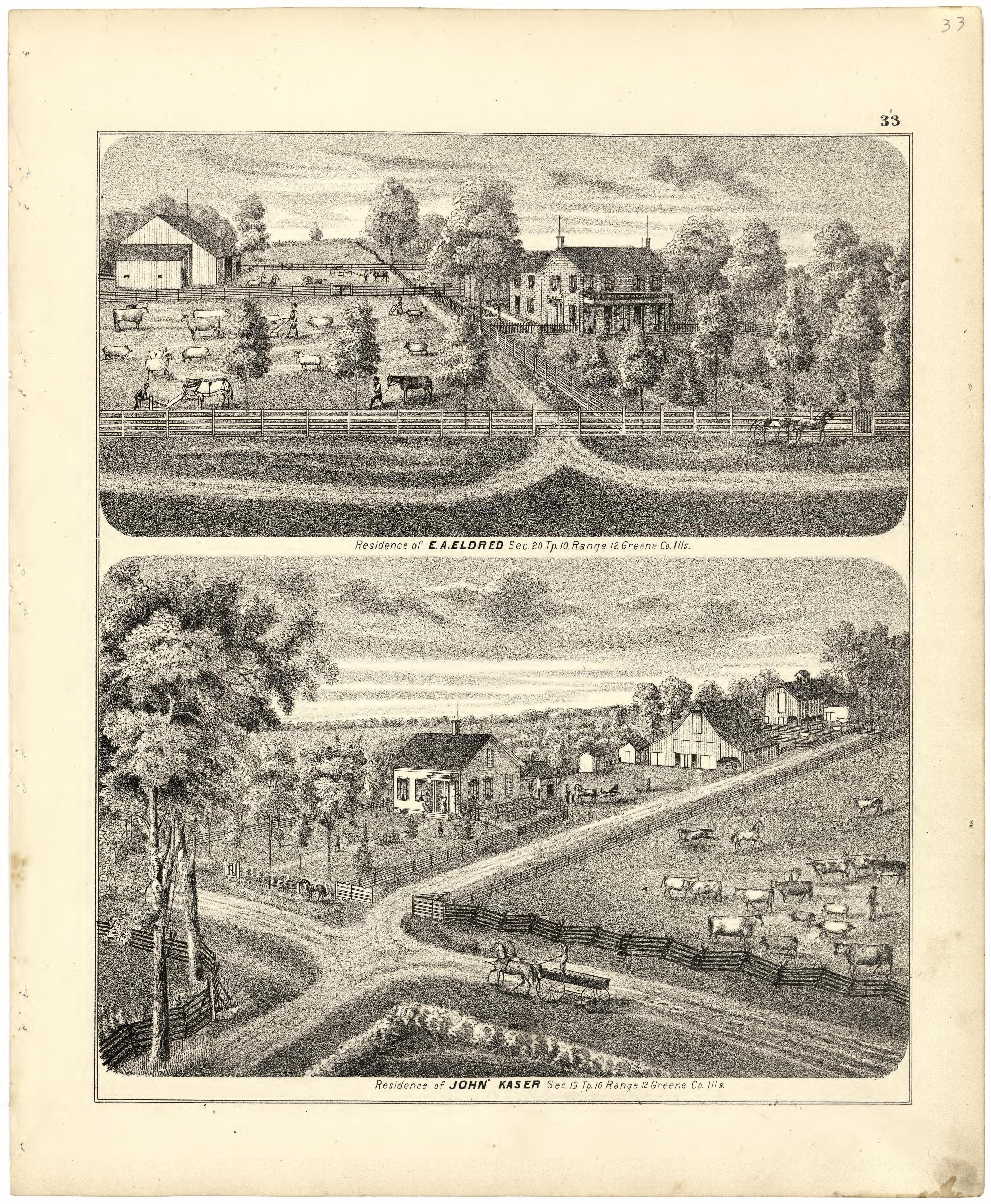 Illustrations of Residences from Atlas Map of Greene County, Illinois 1873 by Relic Map Company