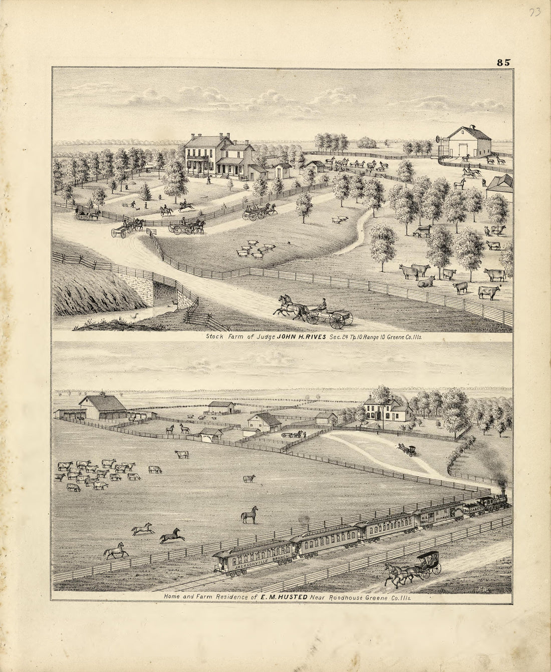 Illustrations of Residences from Atlas Map of Greene County, Illinois 1873 by Relic Map Company