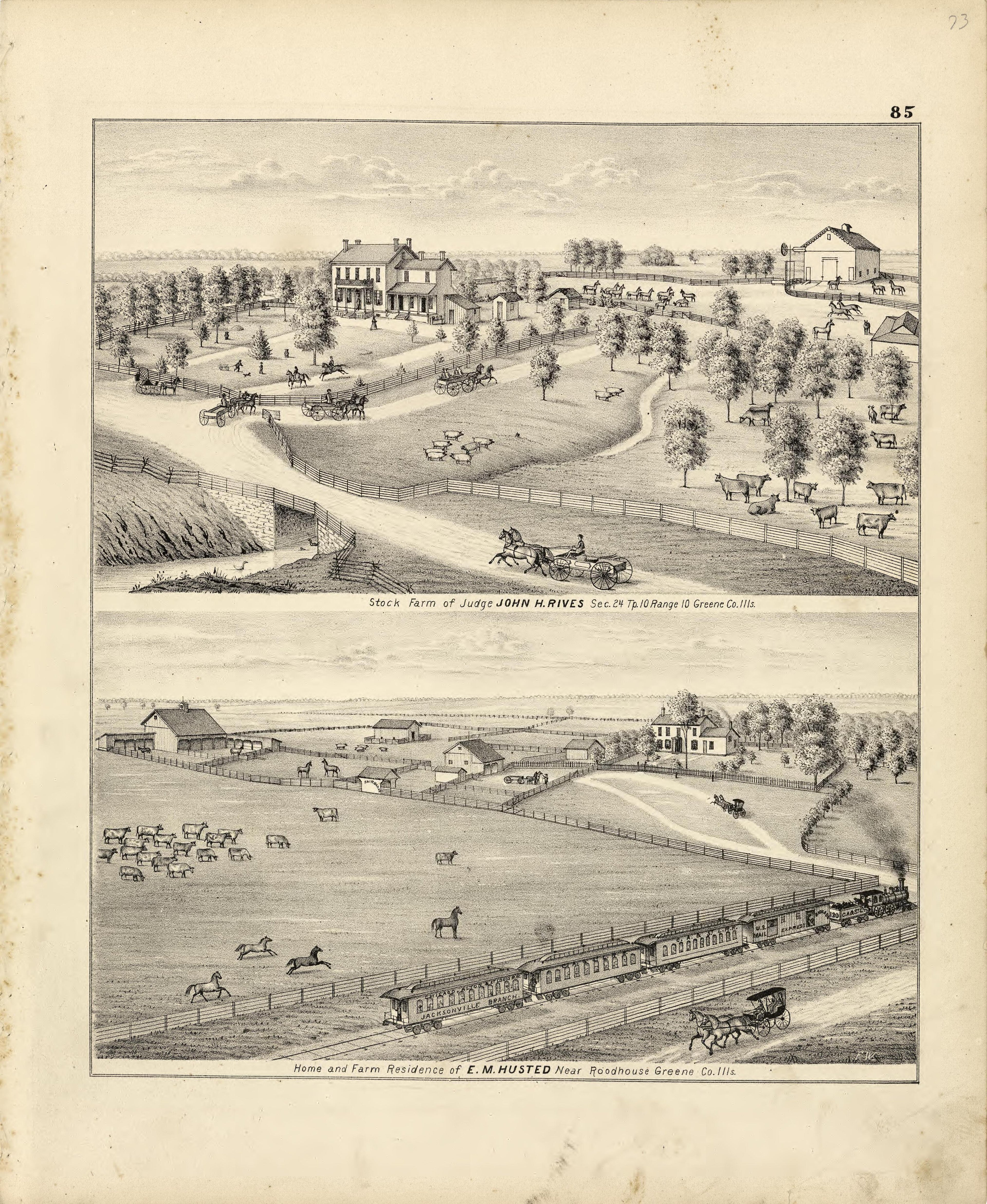 Illustrations of Residences from Atlas Map of Greene County, Illinois 1873 by Relic Map Company