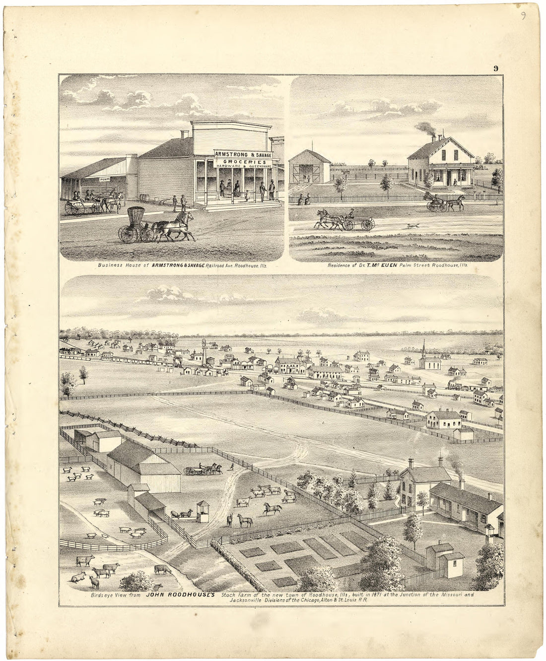 Illustrations of Residences from Atlas Map of Greene County, Illinois 1873 by Relic Map Company