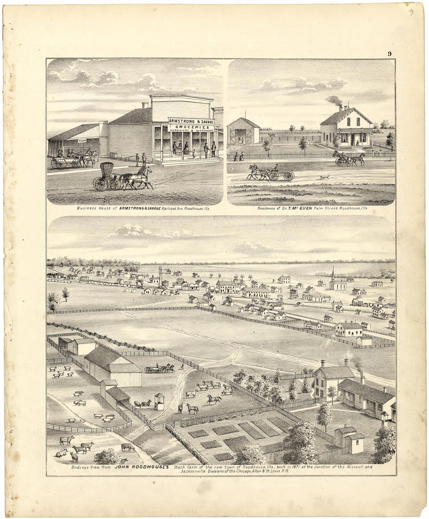 Illustrations of Residences from Atlas Map of Greene County, Illinois 1873 by Relic Map Company
