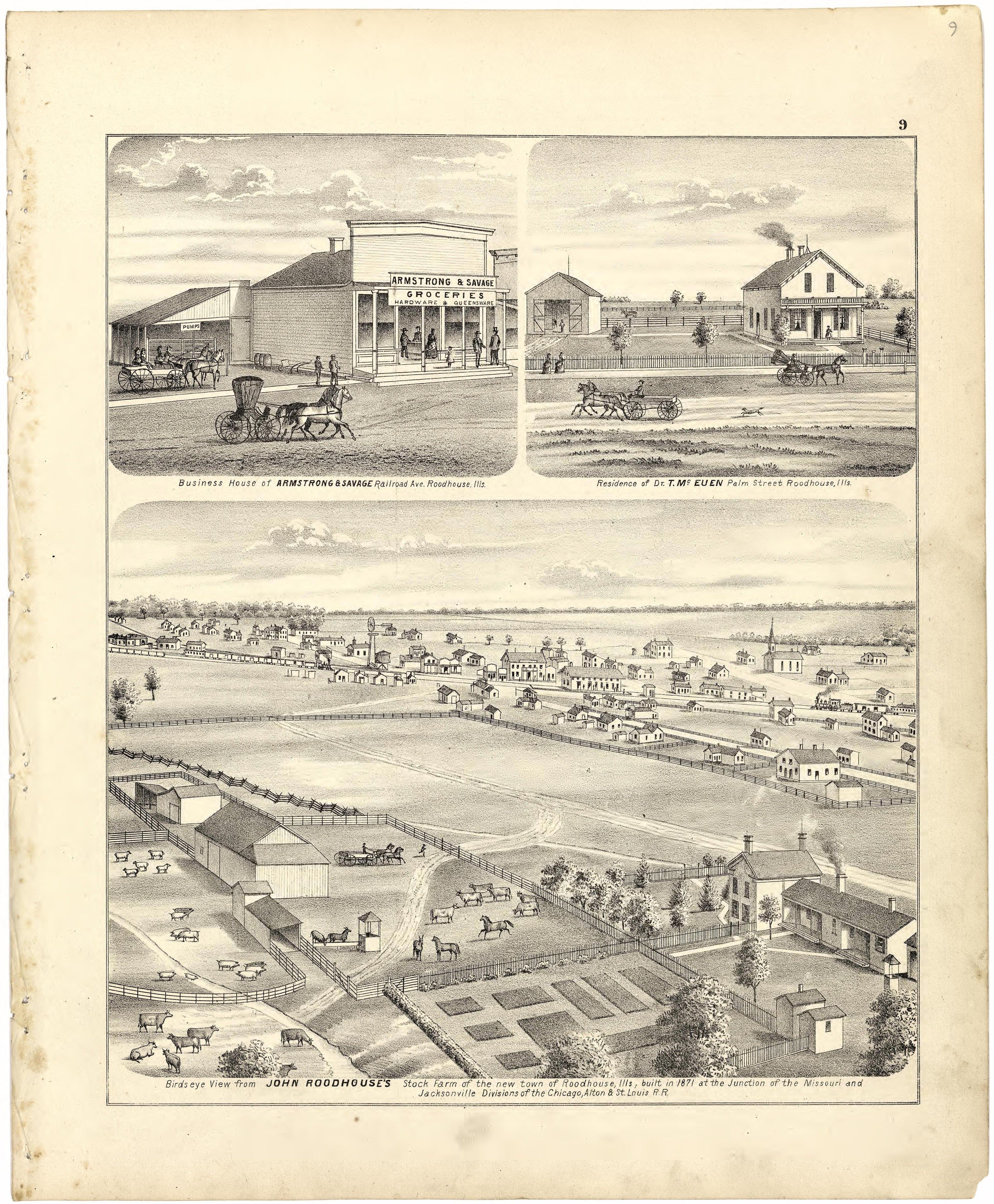 Illustrations of Residences from Atlas Map of Greene County, Illinois 1873 by Relic Map Company