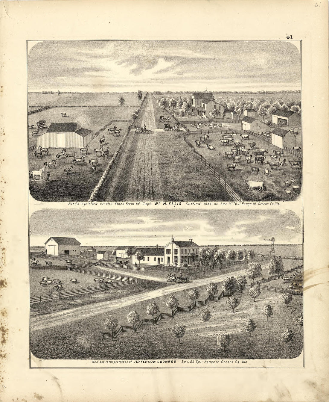 Illustrations of Residences from Atlas Map of Greene County, Illinois 1873 by Relic Map Company