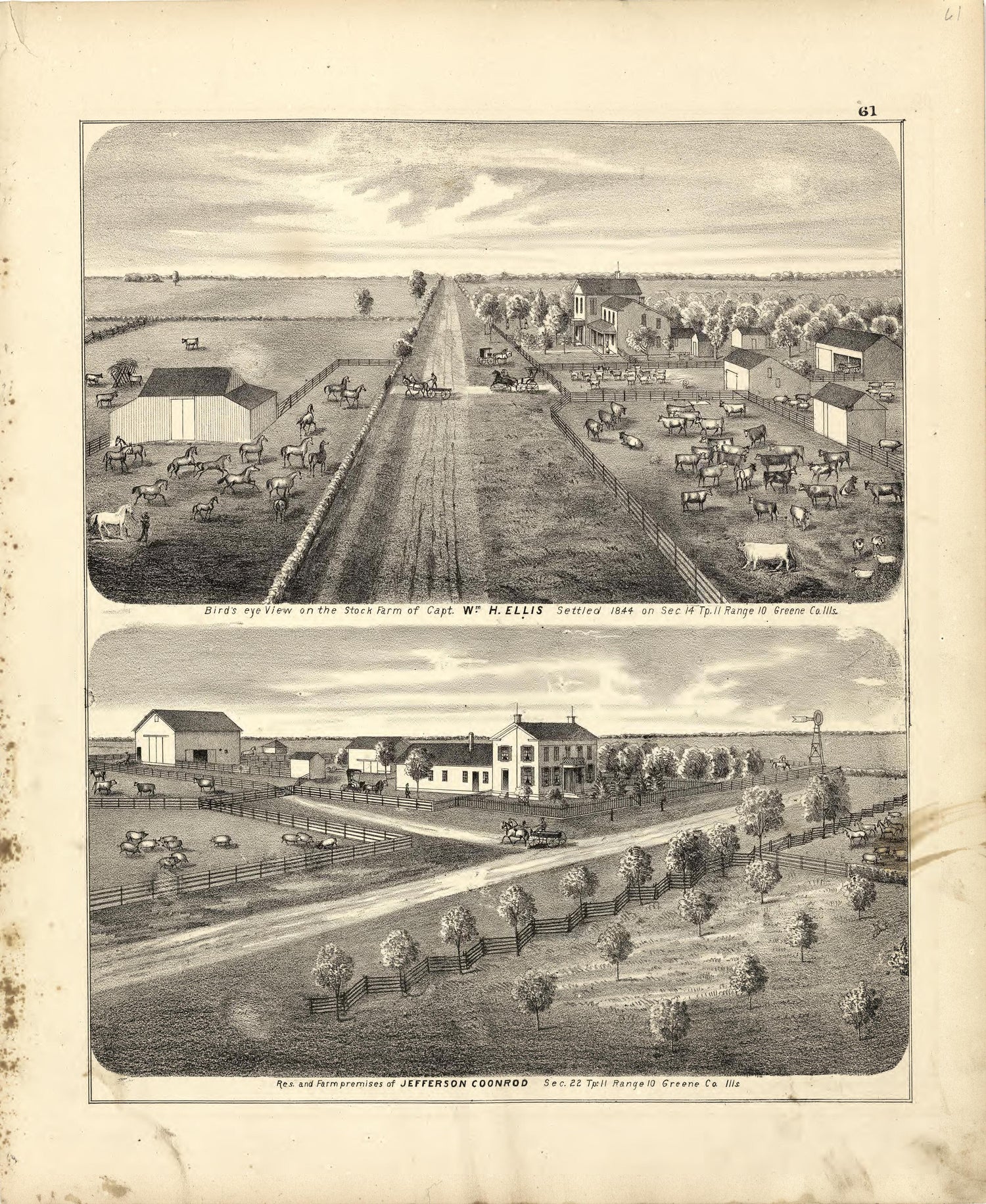 Illustrations of Residences from Atlas Map of Greene County, Illinois 1873 by Relic Map Company