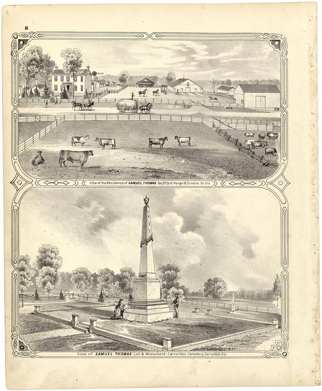 Illustrations of Residences from Atlas Map of Greene County, Illinois 1873 by Relic Map Company
