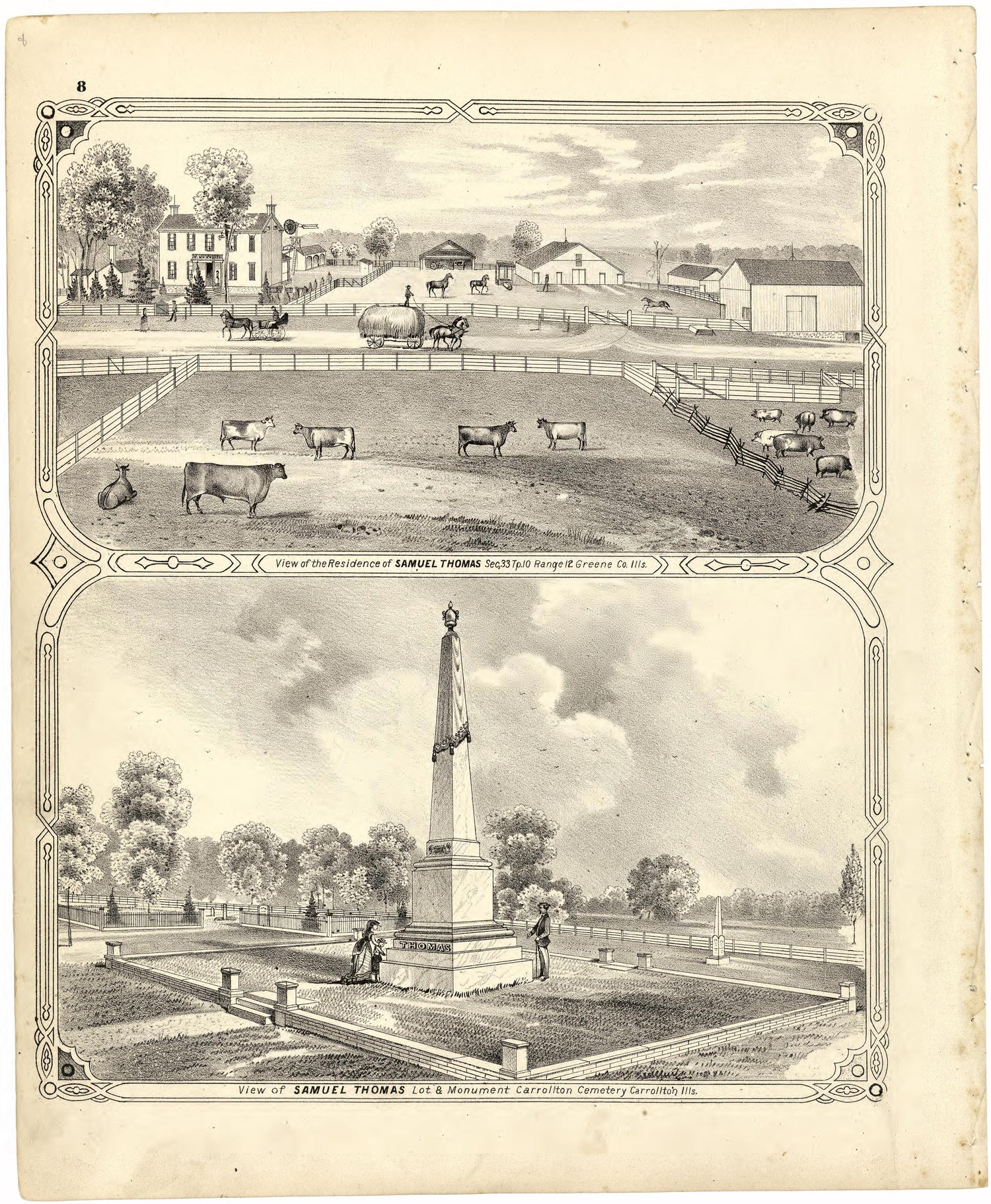 Illustrations of Residences from Atlas Map of Greene County, Illinois 1873 by Relic Map Company