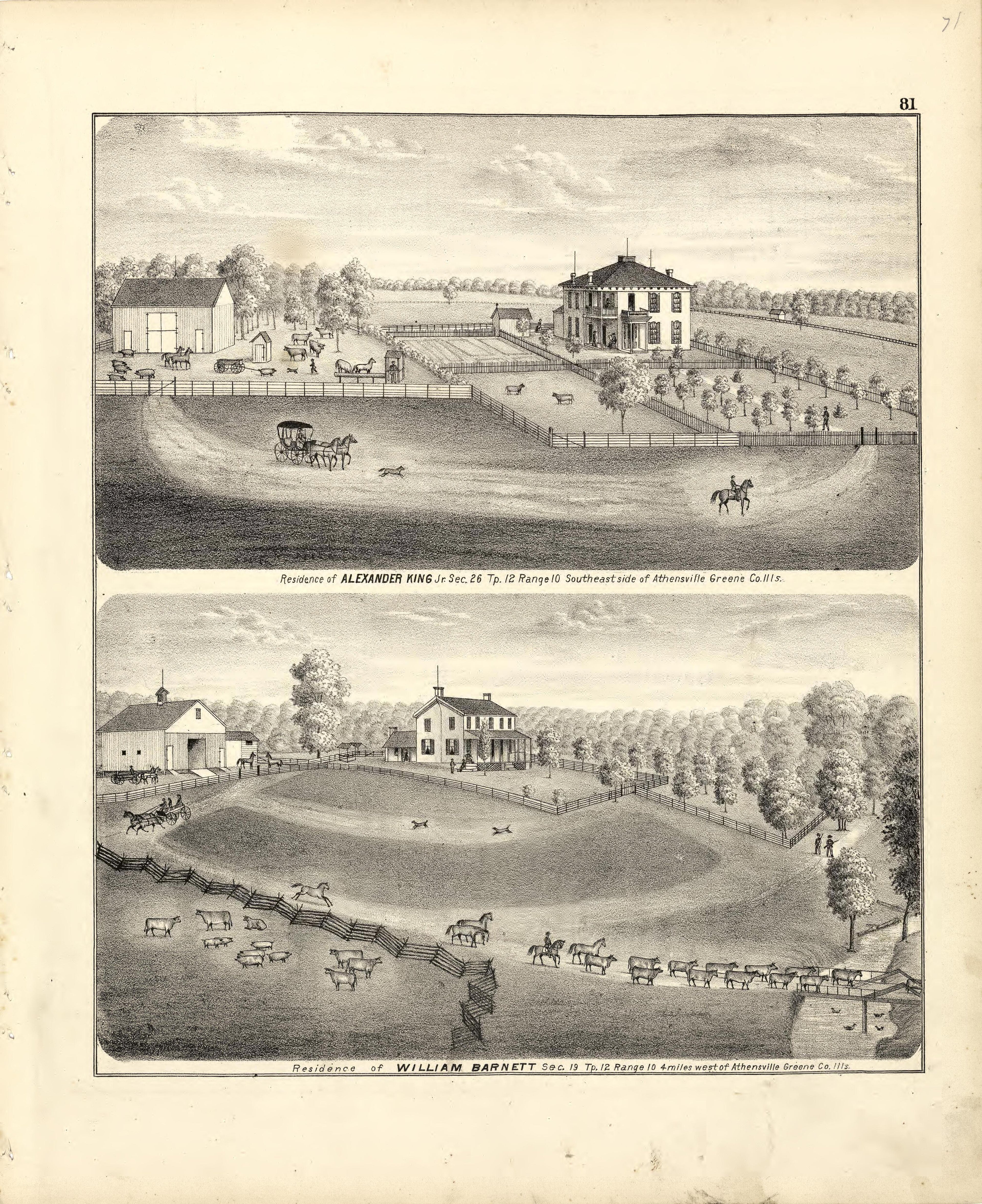 Illustrations of Residences from Atlas Map of Greene County, Illinois 1873 by Relic Map Company