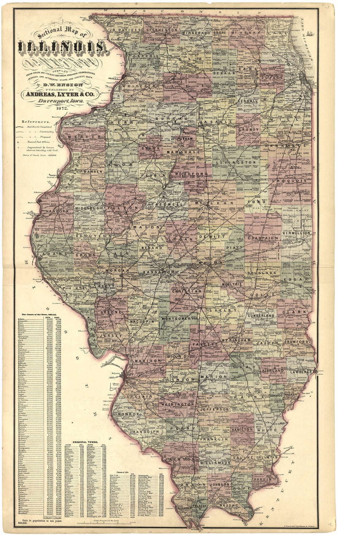 Sectional Map of Illinois from Atlas Map of Greene County, Illinois 1873 by Relic Map Company