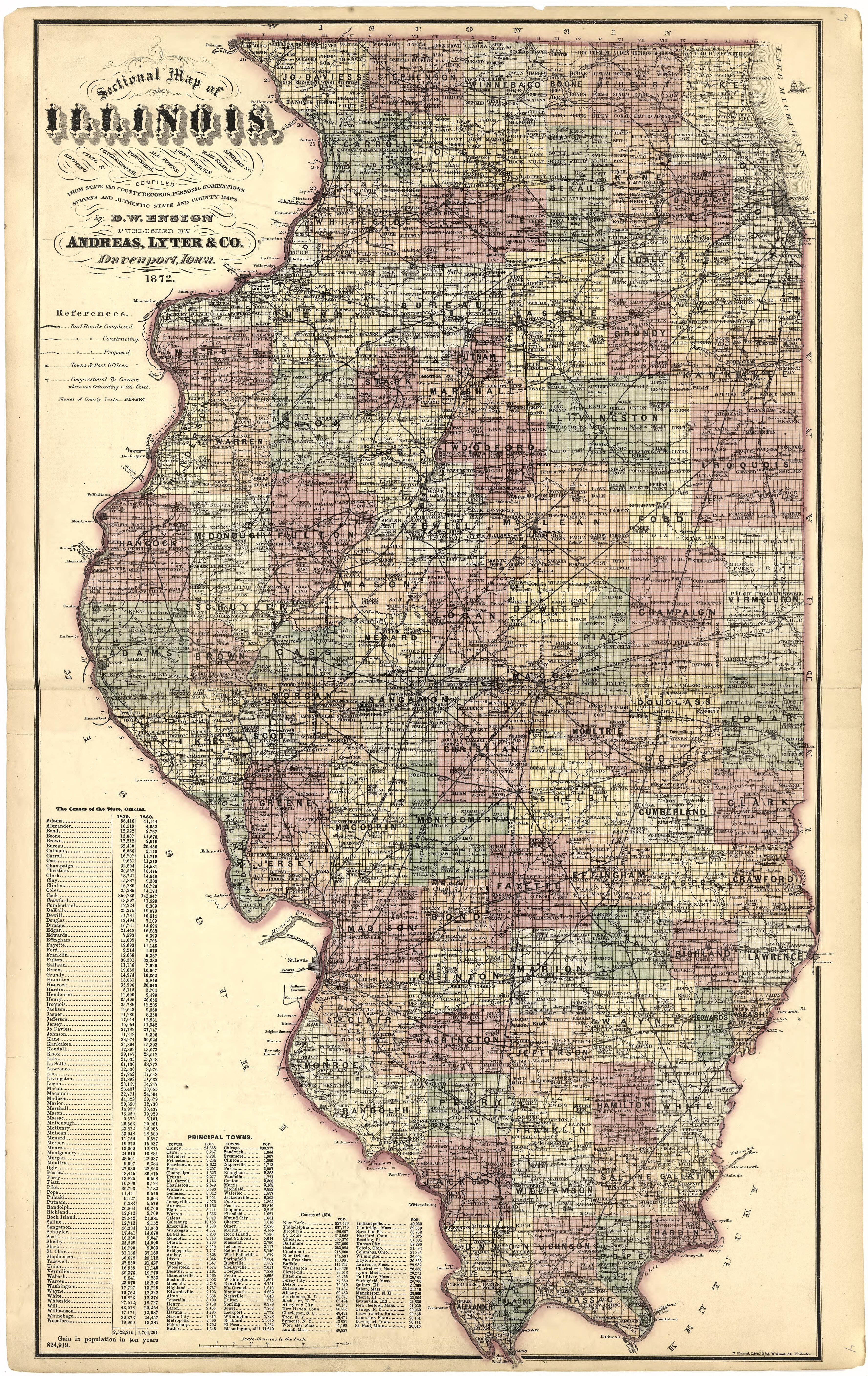 Sectional Map of Illinois from Atlas Map of Greene County, Illinois 1873 by Relic Map Company