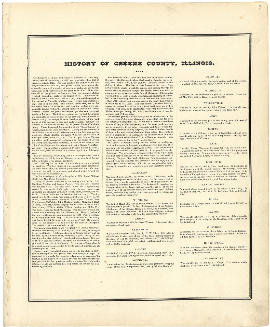 History of Greene County, Illinois from Atlas Map of Greene County, Illinois 1873 by Relic Map Company