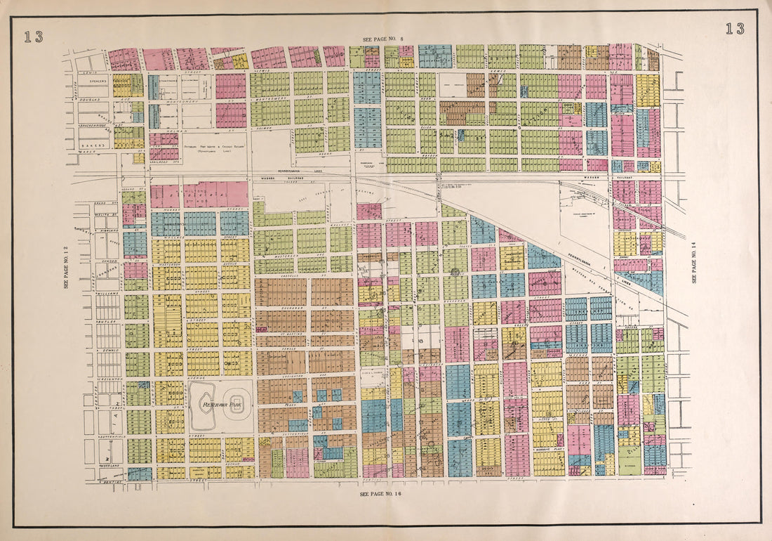 Outline Map--continued from Atlas of Fort Wayne, Allen County, Indiana 1924 by Relic Map Company