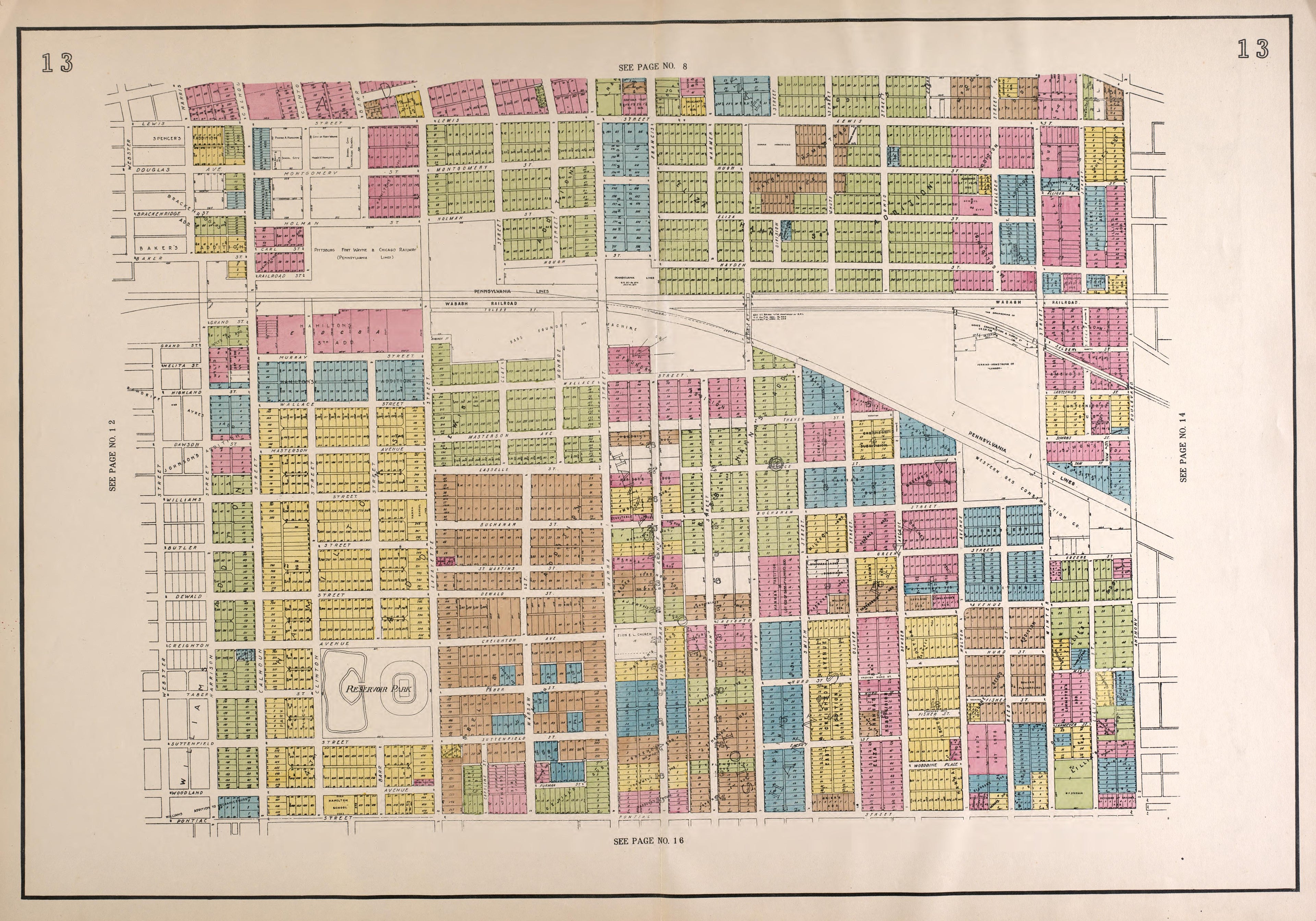 Outline Map--continued from Atlas of Fort Wayne, Allen County, Indiana 1924 by Relic Map Company