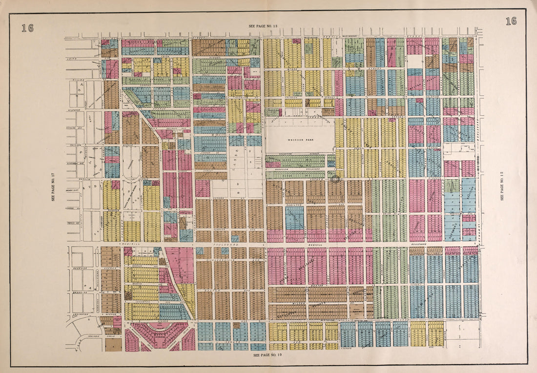 Outline Map--continued from Atlas of Fort Wayne, Allen County, Indiana 1924 by Relic Map Company