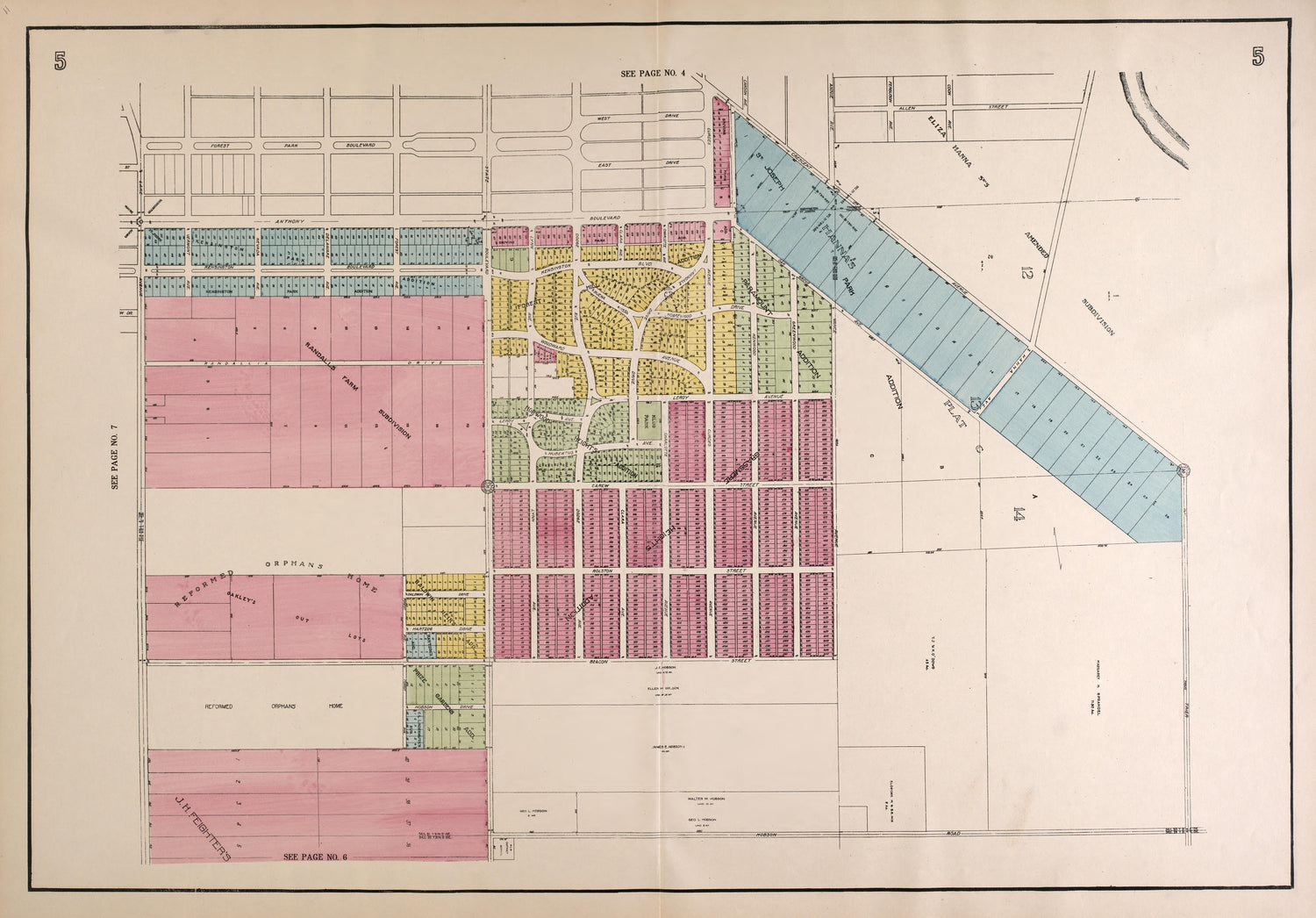 Outline Map--continued from Atlas of Fort Wayne, Allen County, Indiana 1924 by Relic Map Company