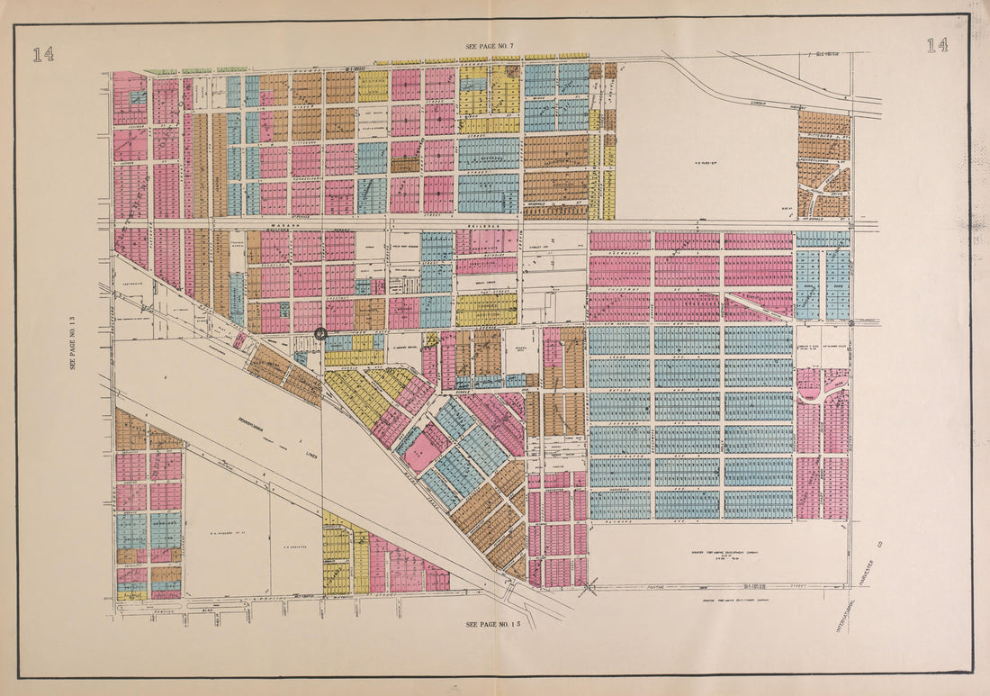 Outline Map--continued from Atlas of Fort Wayne, Allen County, Indiana 1924 by Relic Map Company