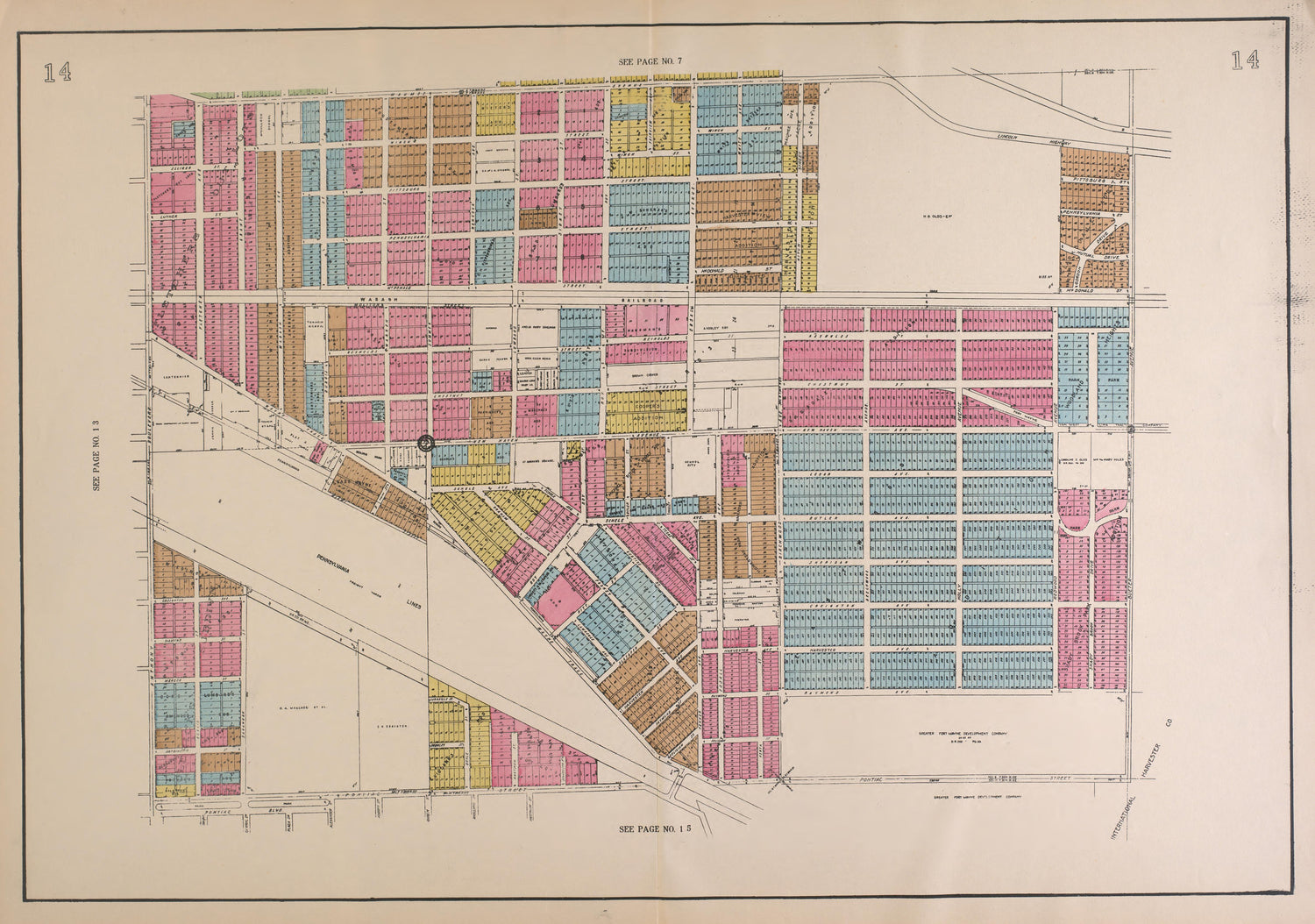 Outline Map--continued from Atlas of Fort Wayne, Allen County, Indiana 1924 by Relic Map Company