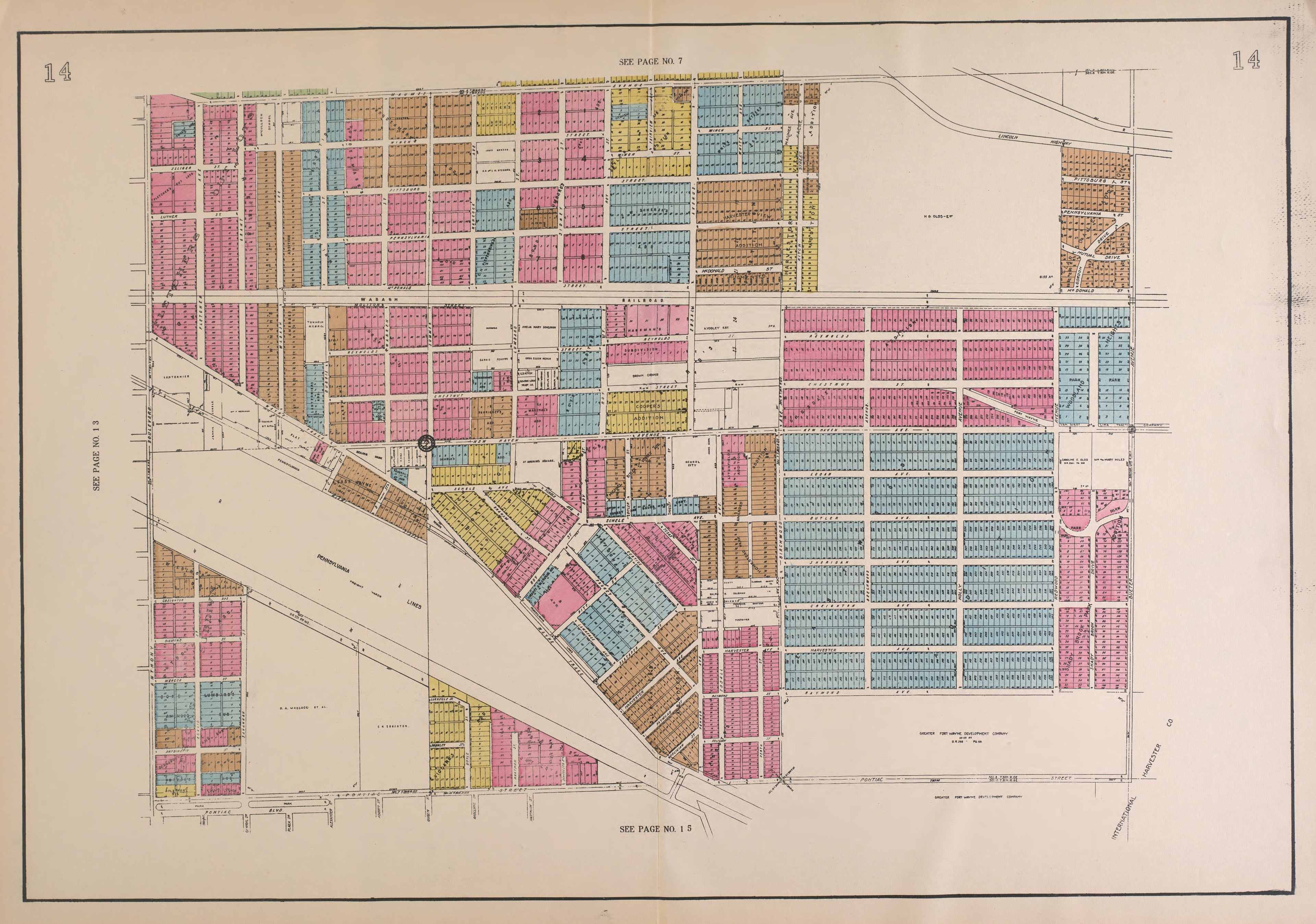 Outline Map--continued from Atlas of Fort Wayne, Allen County, Indiana 1924 by Relic Map Company