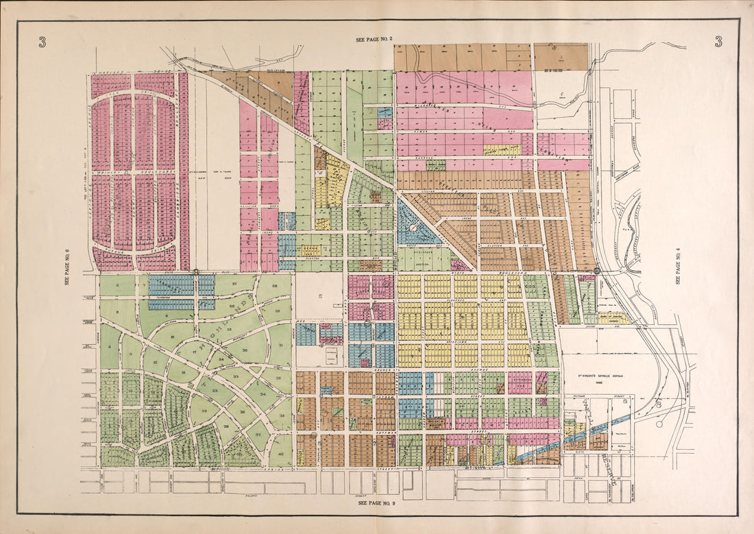 Outline Map--continued from Atlas of Fort Wayne, Allen County, Indiana 1924 by Relic Map Company