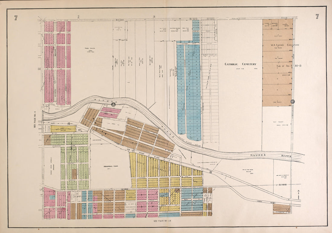 Outline Map--continued from Atlas of Fort Wayne, Allen County, Indiana 1924 by Relic Map Company