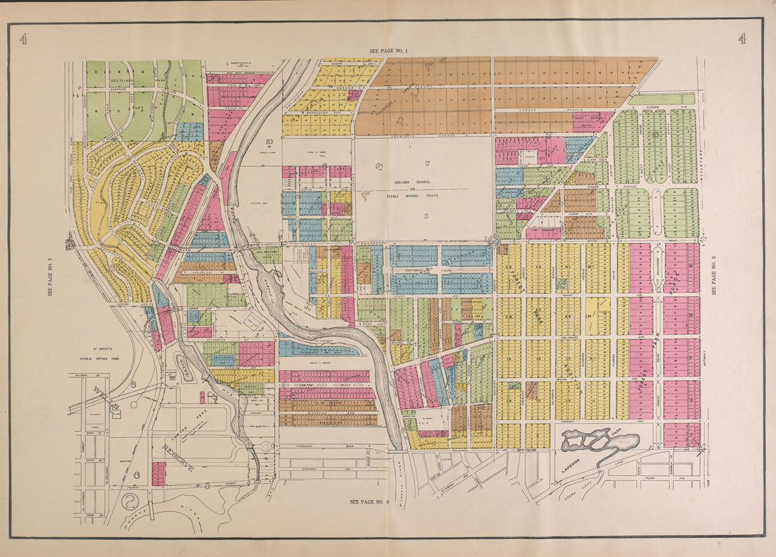 Outline Map--continued from Atlas of Fort Wayne, Allen County, Indiana 1924 by Relic Map Company