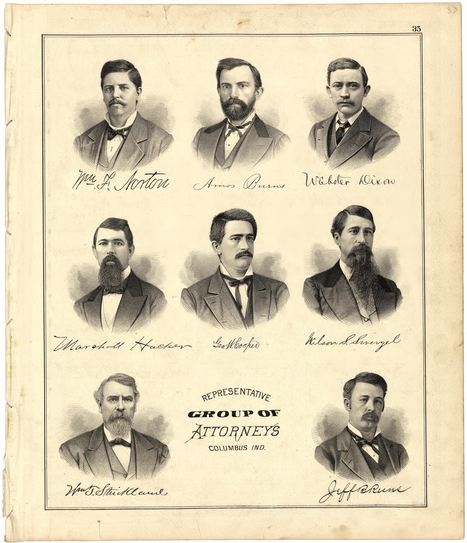 Representative Group of Attorneys from Atlas of Bartholomew County, Indiana : to Which Are Added Various General Maps, History, Statistics, Illustrations, &amp; C. &amp; C. &amp; C 1879 by Relic Map Company